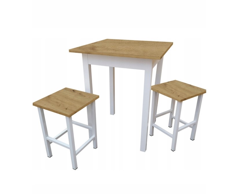 Dede Set - kuchyňský stůl 60 x 60 cm + 2x židle MINI  -  dub artisan / bílá