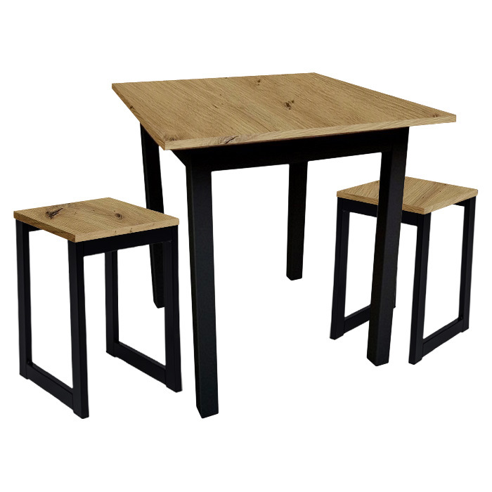 Dede Set - kuchyňský stůl 80 x 60 cm + 2x židle MINI  -  dub artisan / černá