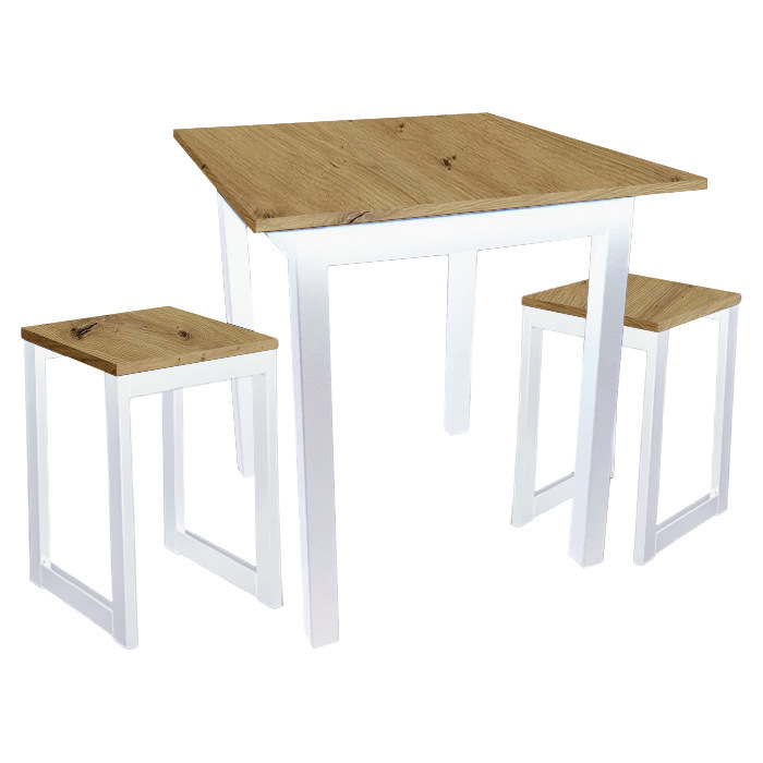 Levně Dede Set - kuchyňský stůl 80 x 60 cm + 2x židle MINI - dub artisan / bílá