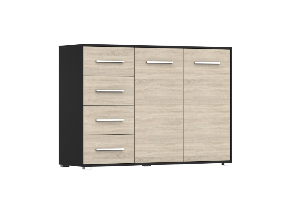 IDZ Komoda FRIDA 2D4S 01, 135 cm Dub Sonoma / Černá