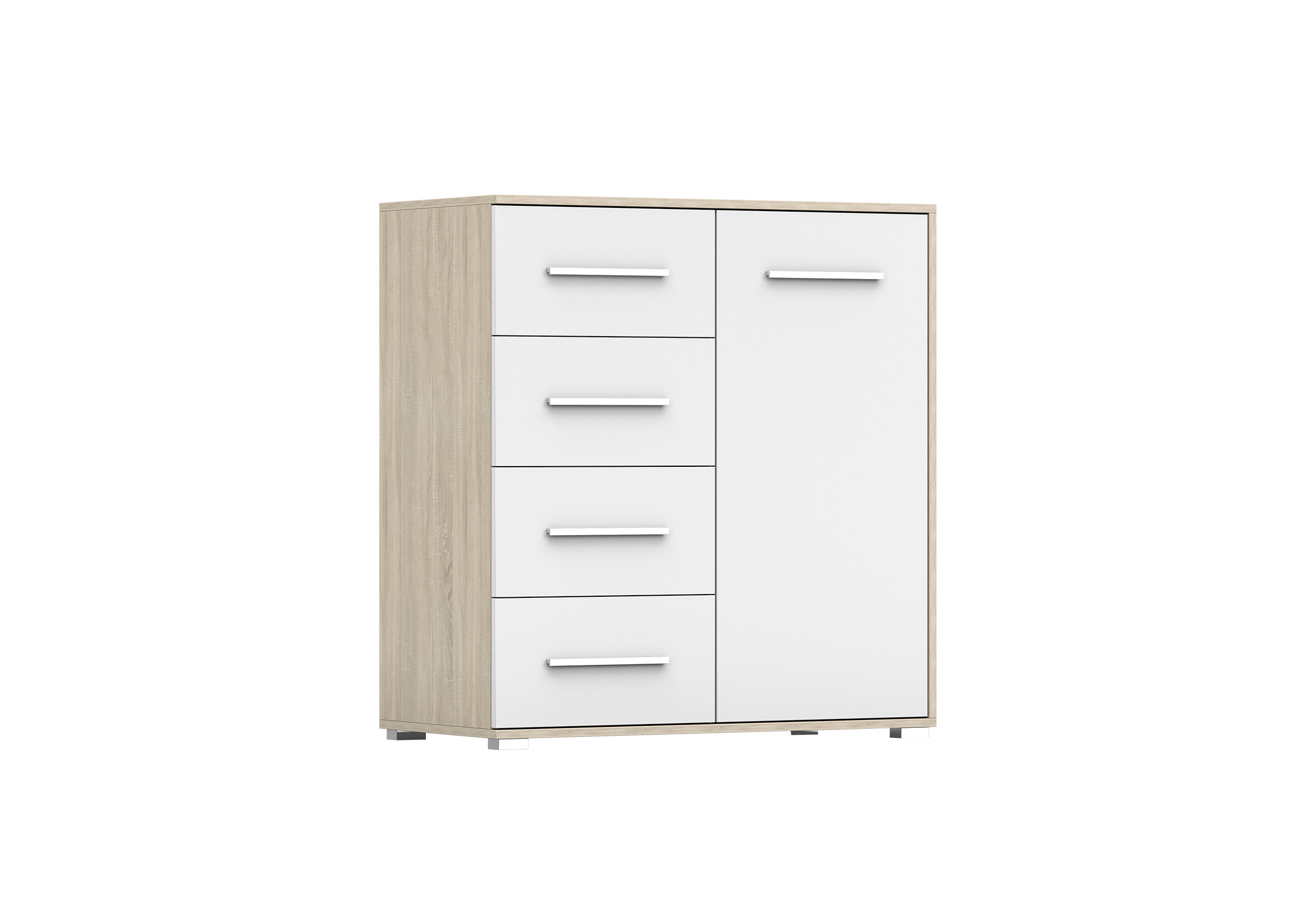 IDZ Komoda FRIDA MINI 1D4S 01, 90 cm Bílá / Dub Sonoma