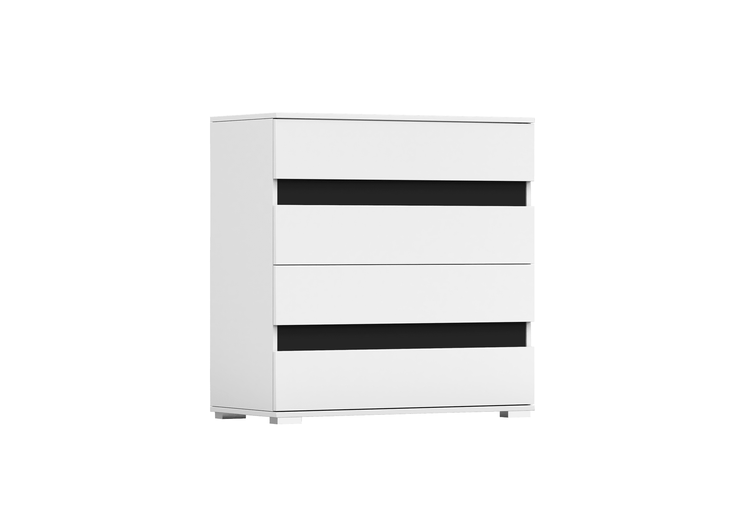 IDZ Komoda LUCCA 4S 46, 90 cm Bílá/Černý lesk