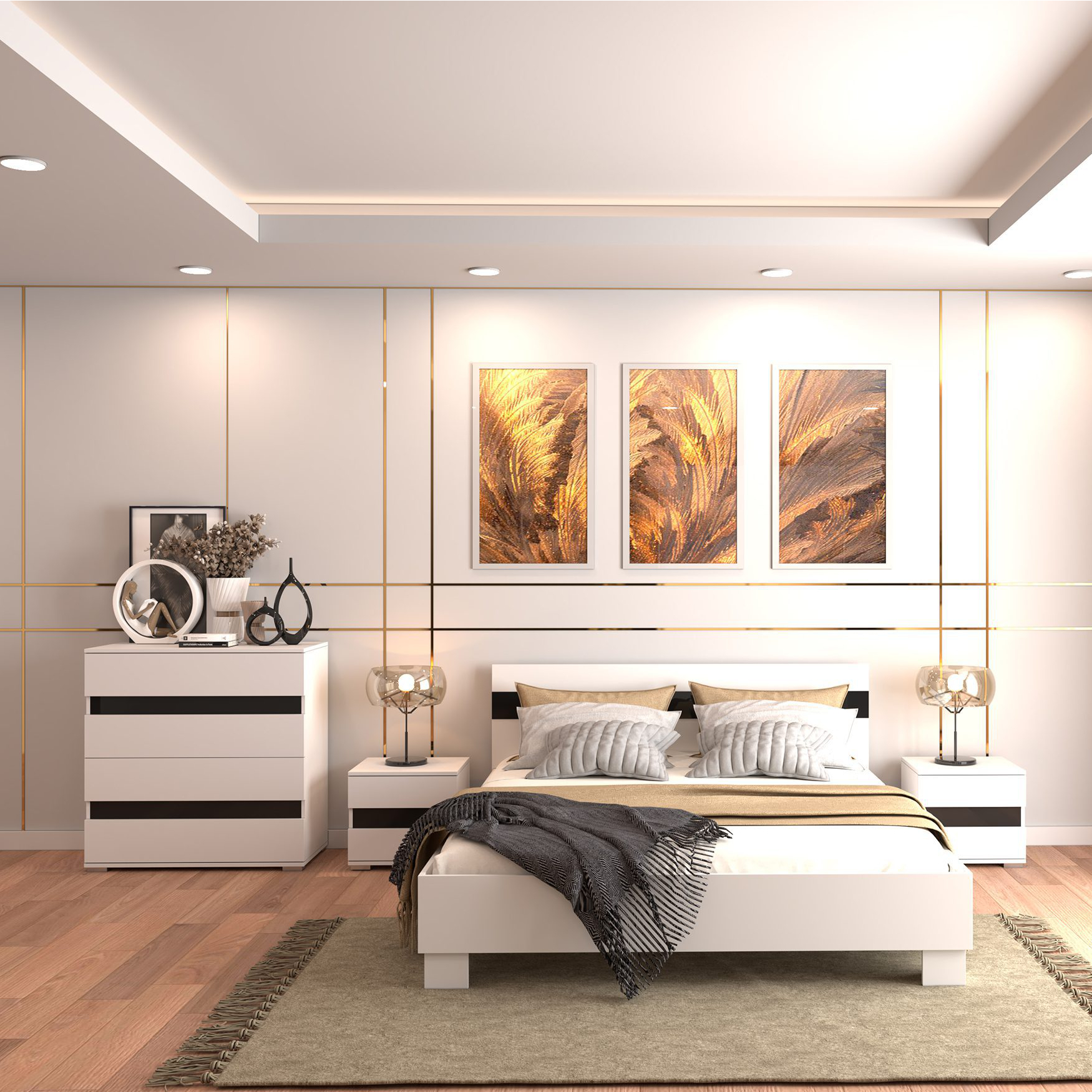 IDZ Postel LUCCA 160x200 cm 31, Bílá/Černý lesk