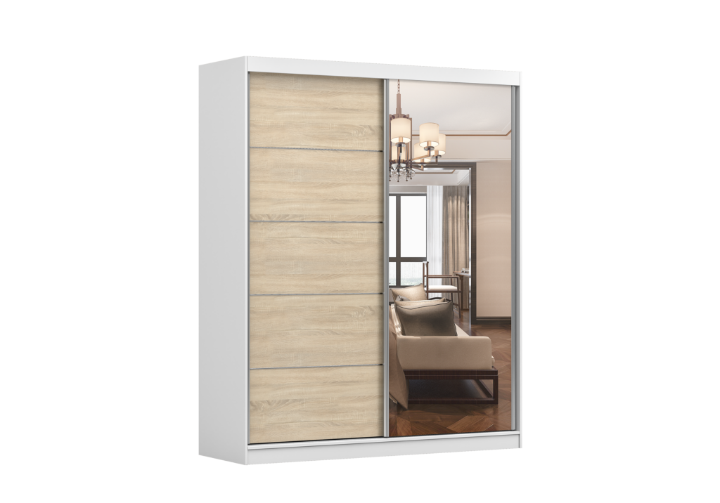 IDZ Šatní skříň BELLA 03, 183 cm Barva dřeva: Bílá + Sonoma