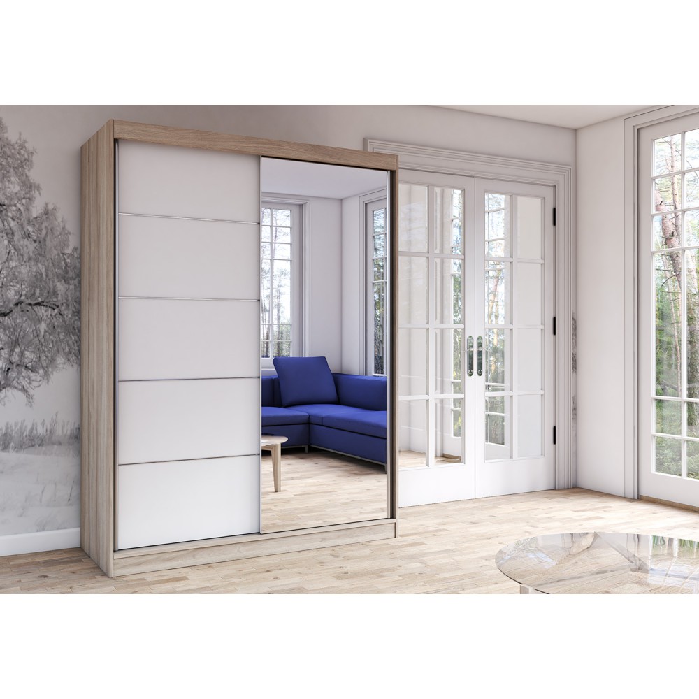 IDZ Šatní skříň Vista (150 cm) Barva dřeva: Bílá + Sonoma