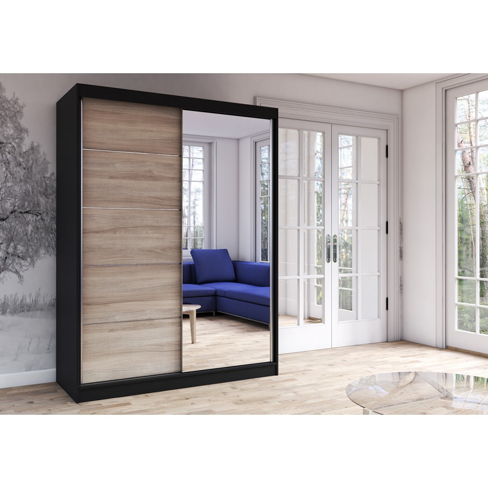 Levně IDZ Šatní skříň Vista (150 cm) Barva dřeva: Černá + Sonoma