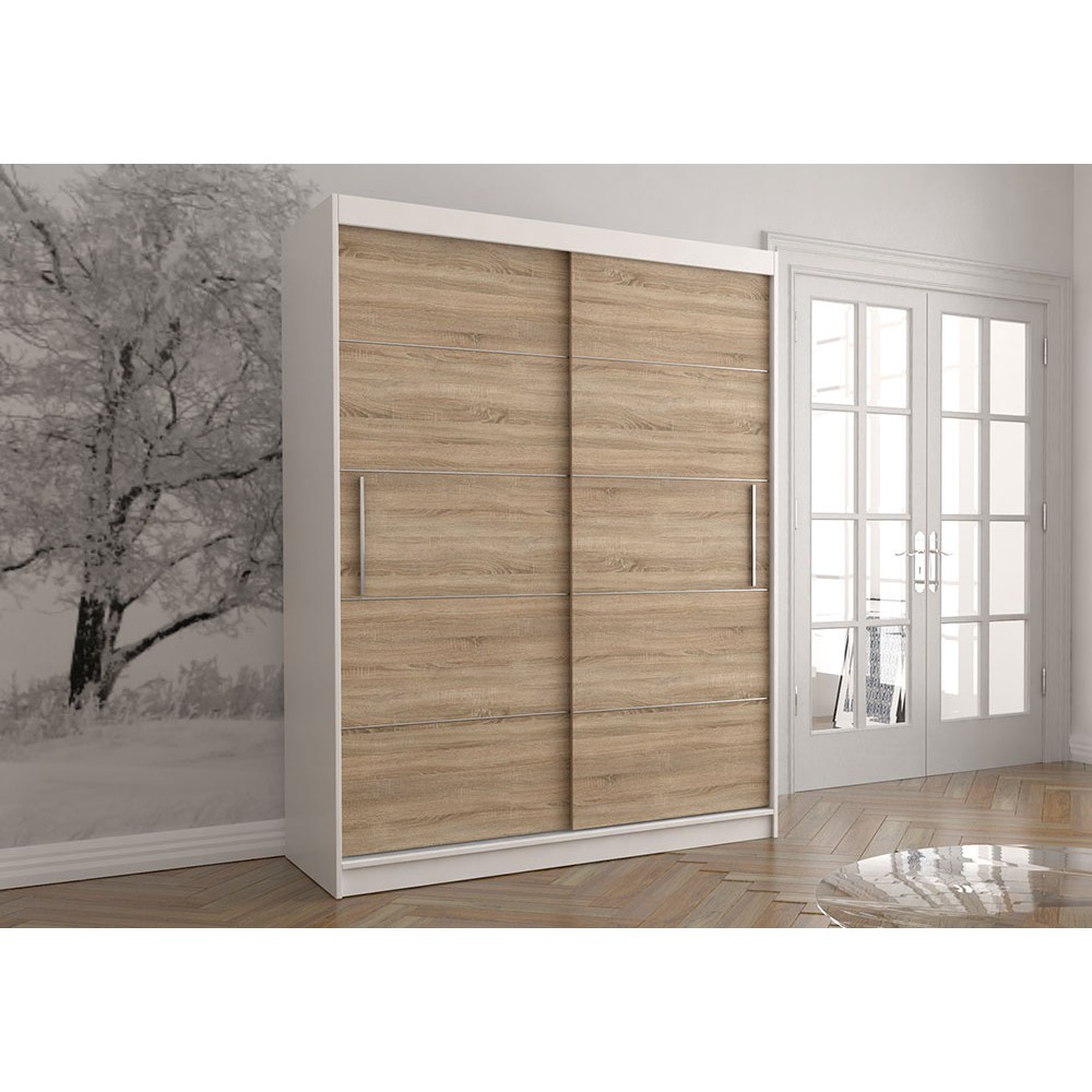 Levně IDZ Šatní skříň Vista bez zrcadla (150 cm) Barva dřeva: Bílá + Sonoma