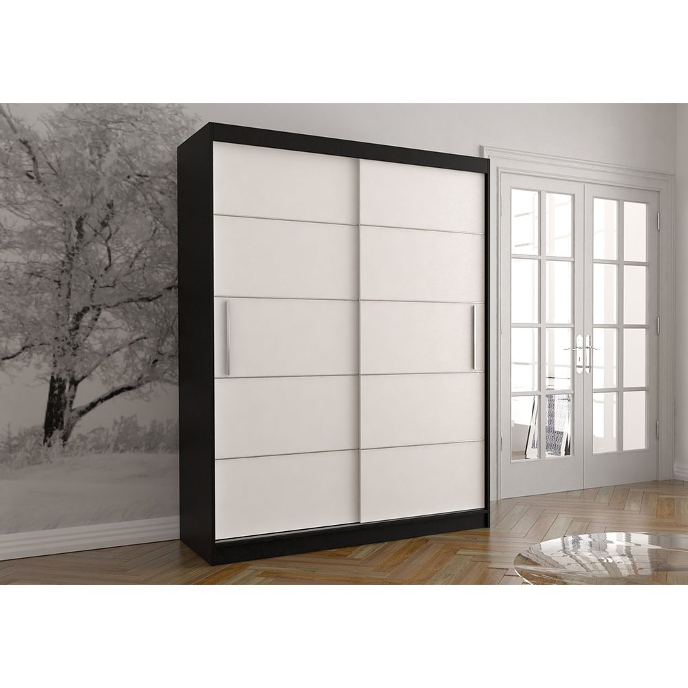 Levně IDZ Šatní skříň Vista bez zrcadla (150 cm) Barva dřeva: Černá + Bílá