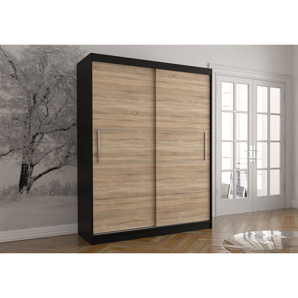 Levně IDZ Šatní skříň Vista bez zrcadla (150 cm) Barva dřeva: Černá + Sonoma