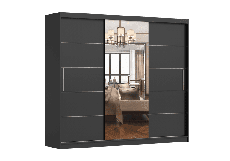 IDZ Šatní skříň ALBA I se zrcadlem, 250 cm Barva dřeva: Černá