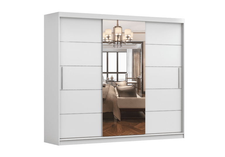 IDZ Šatní skříň ALBA I se zrcadlem, 250 cm Barva dřeva: Bílá