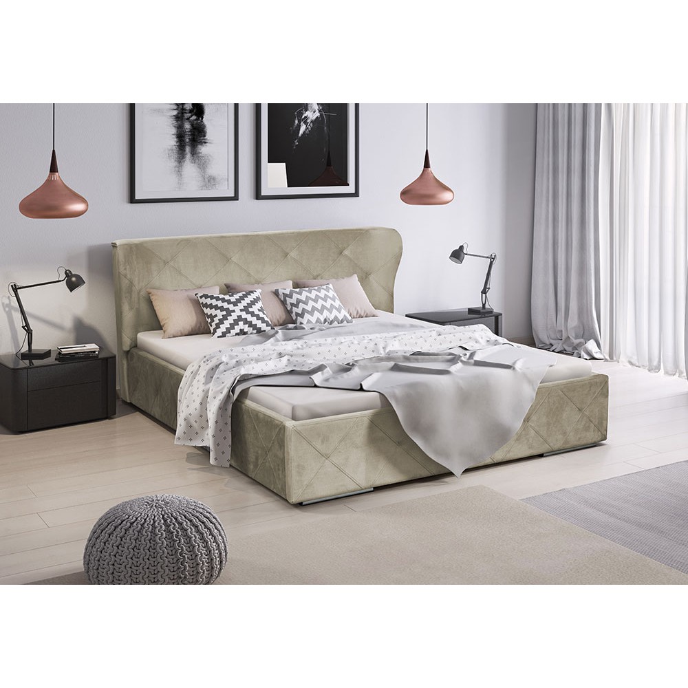 IDZ Čalouněná postel ORLANDO 160 x 200 cm Barva látky: MONOLITH 04 (Světlá béžová)