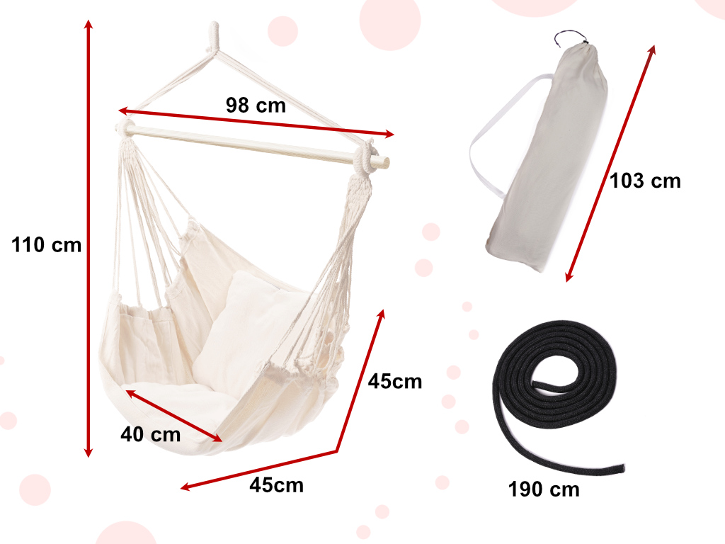 Produktové foto IK Hamaka - brazilská houpací síť s polštáři - béžová