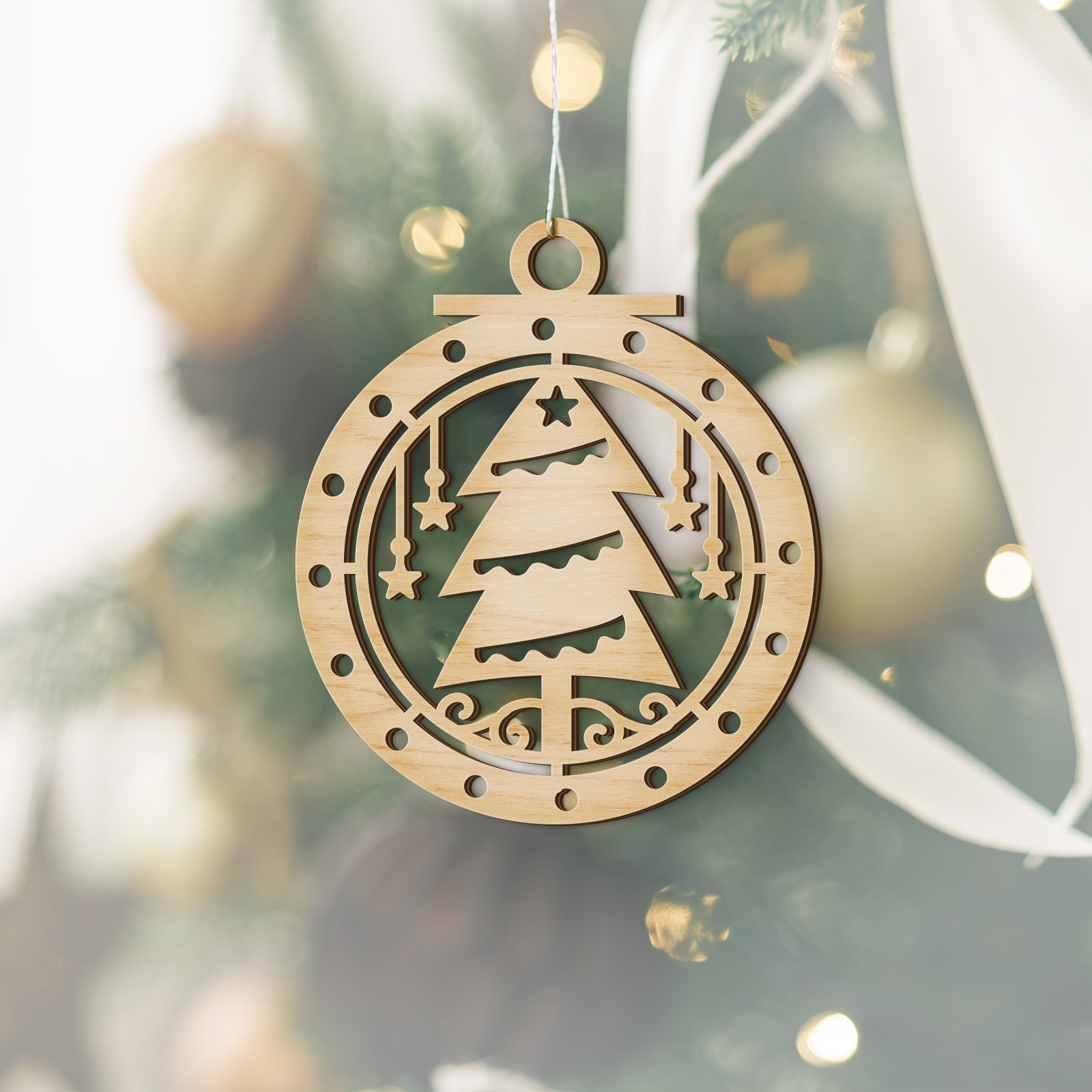 FK Dřevěná Vánoční ozdoba - Stromeček 10x12 cm, Přírodní