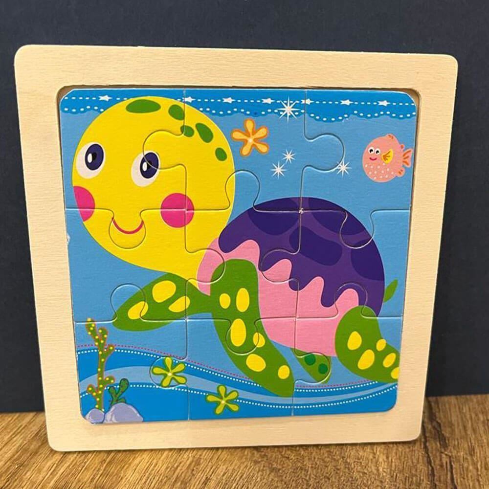 4L Dětské dřevěné puzzle pro děti - želva