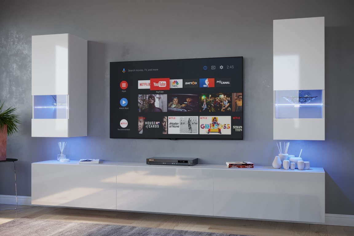 Ral Obývací stěna OPIA 7, 249 cm -Bílý lesk