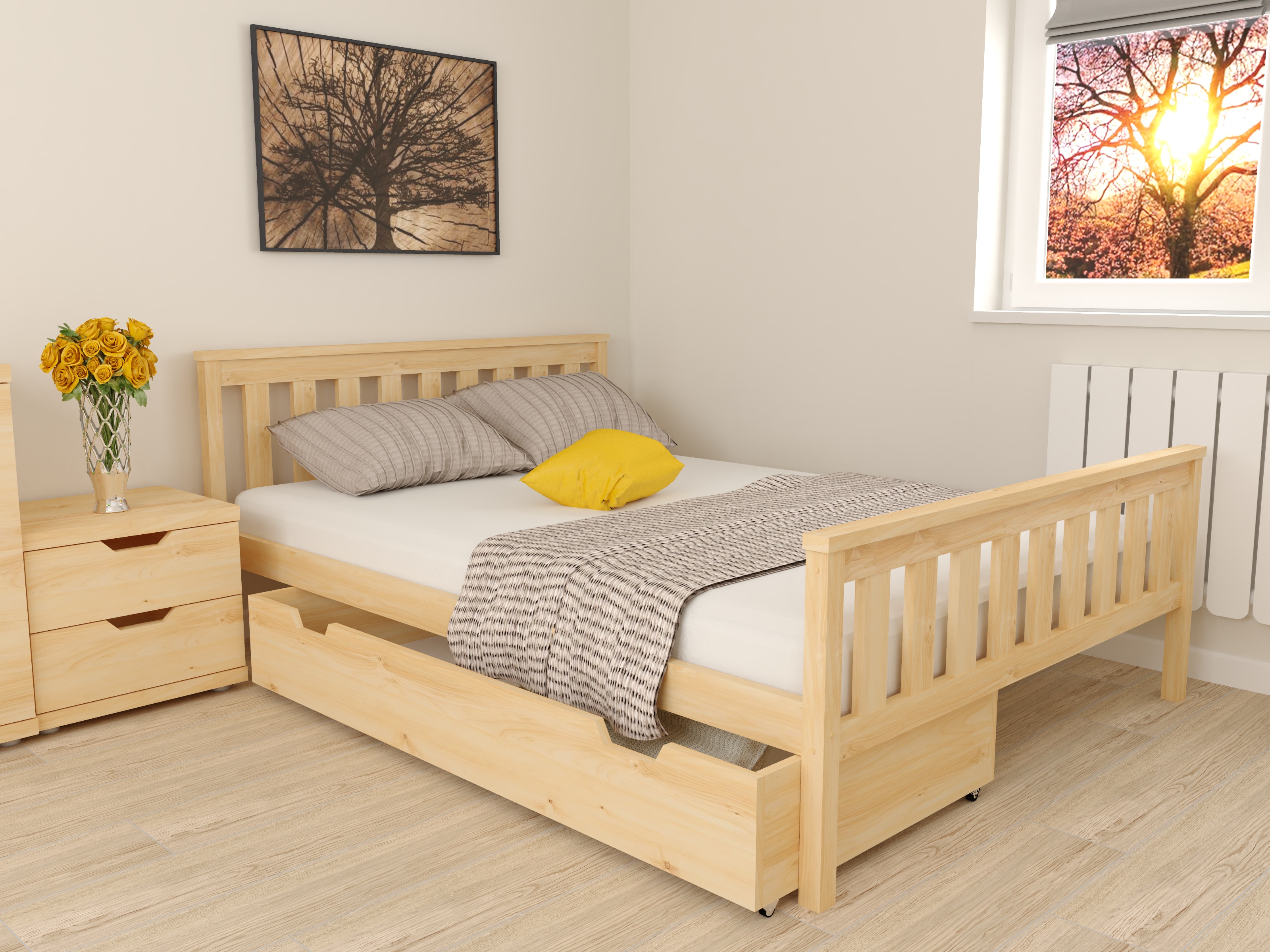 EB Postel z masivu Aneta 90 x 200 cm - Přírodní