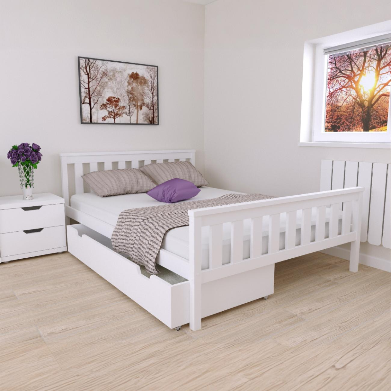 EB Postel z masivu Aneta 140 x 200 cm - Bílá