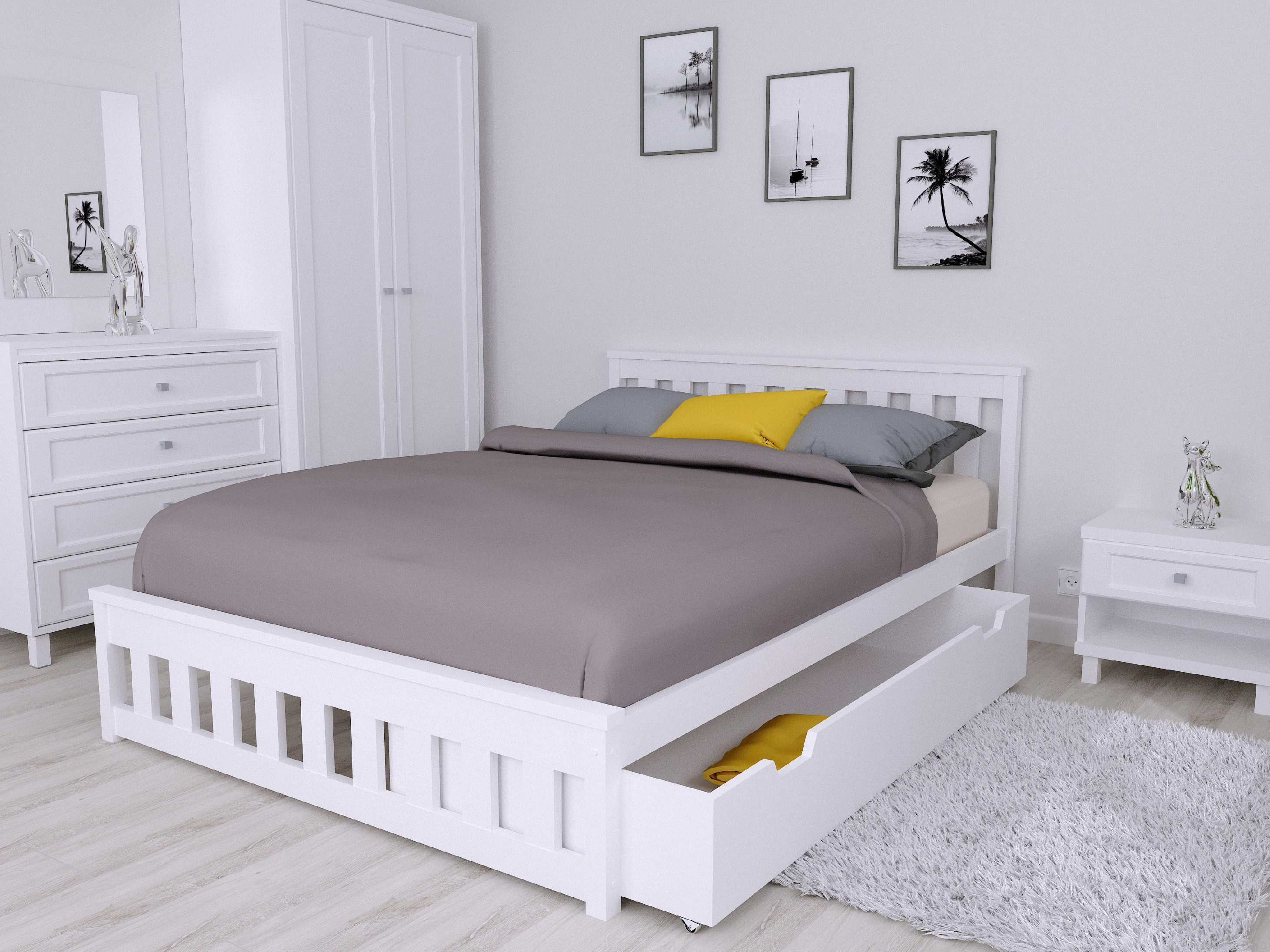 EB Postel z masivu Andy 120 x 200 cm - Bílá