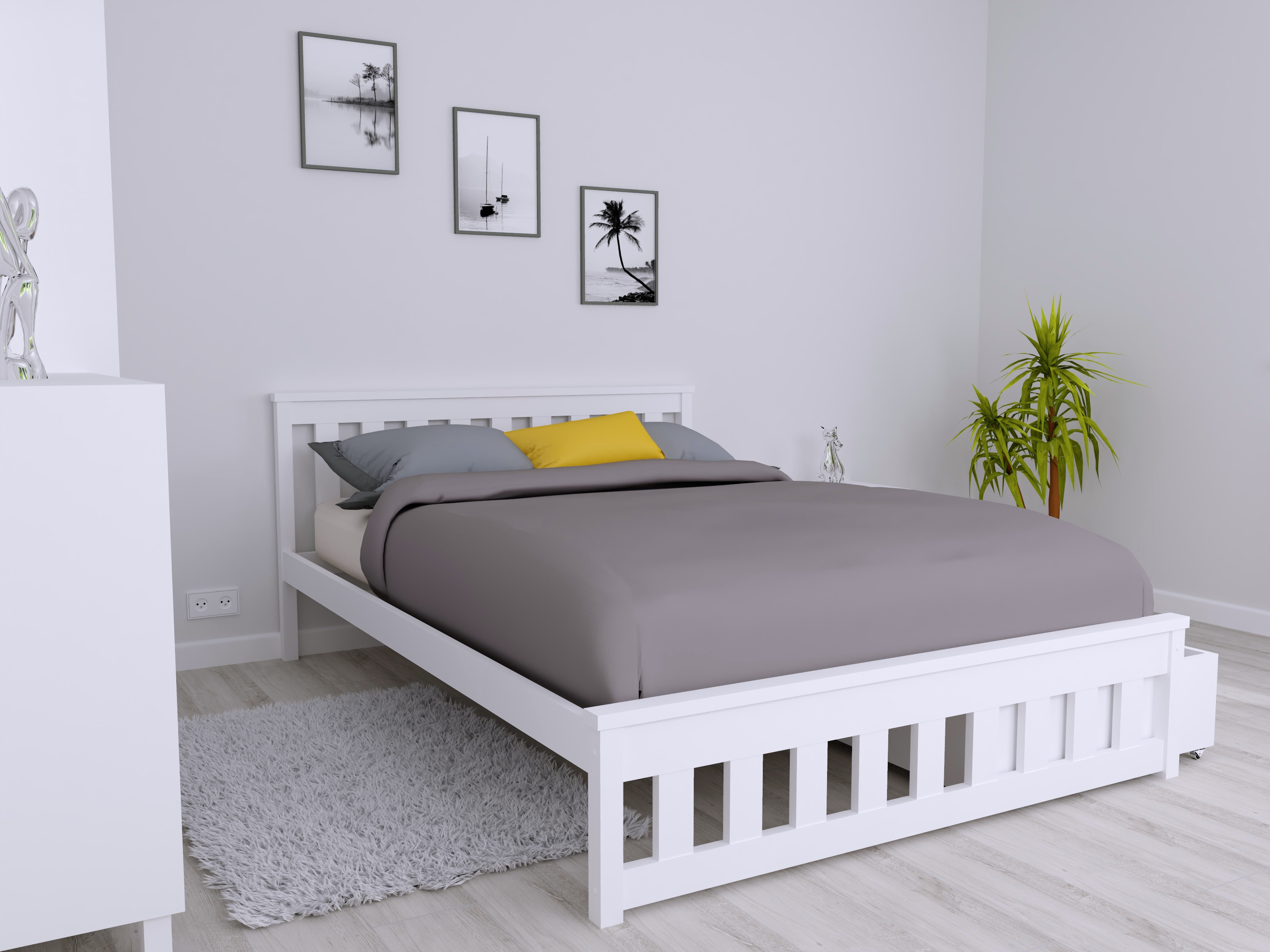 EB Postel z masivu Andy 160 x 200 cm - Bílá