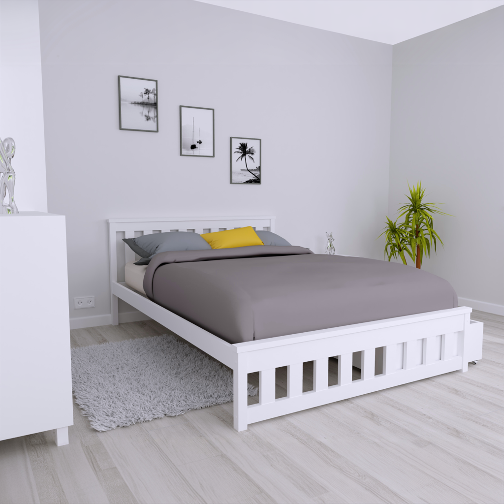 EB Postel z masivu Andy 160 x 200 cm - Bílá