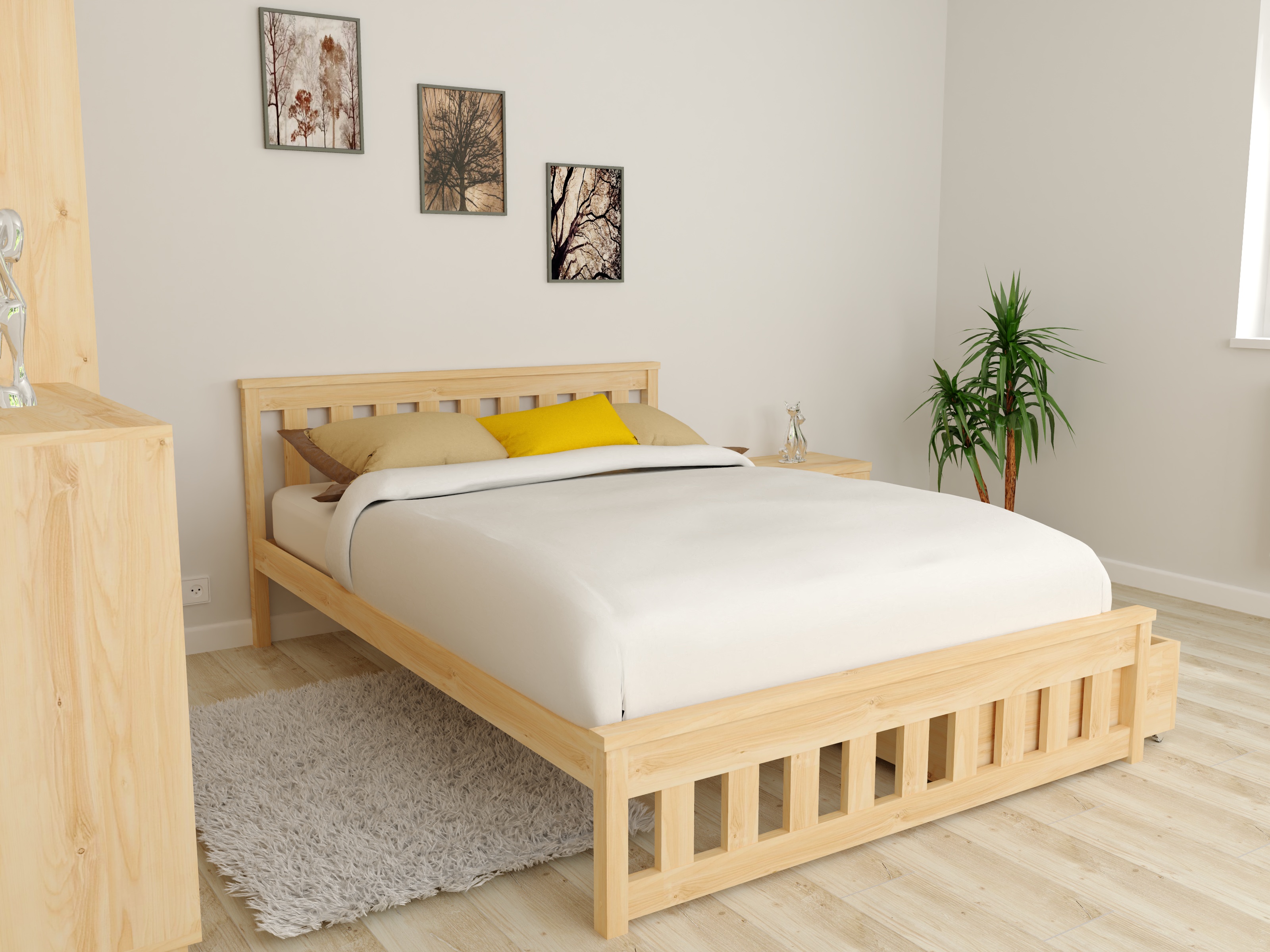 EB Postel z masivu Andy 140 x 200 cm - Přírodní