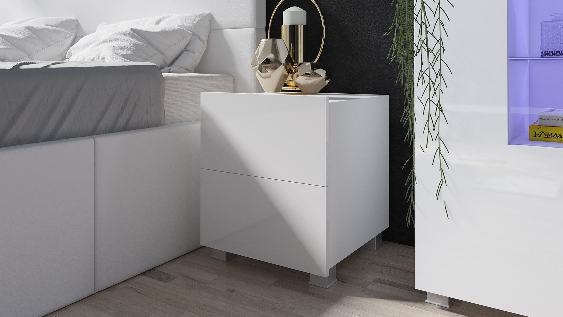 GAB Noční stolek LORONA SNOC, Bílá 40 cm