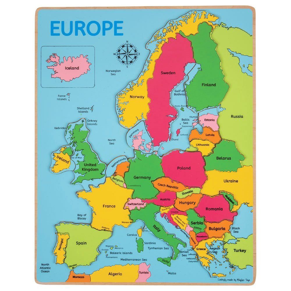 DD Dřevěné puzzle mapa Evropy, 25ks