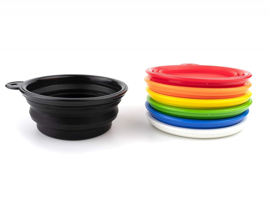 IK Skládací cestovní silikonová miska pro psa / kočku - mix barev