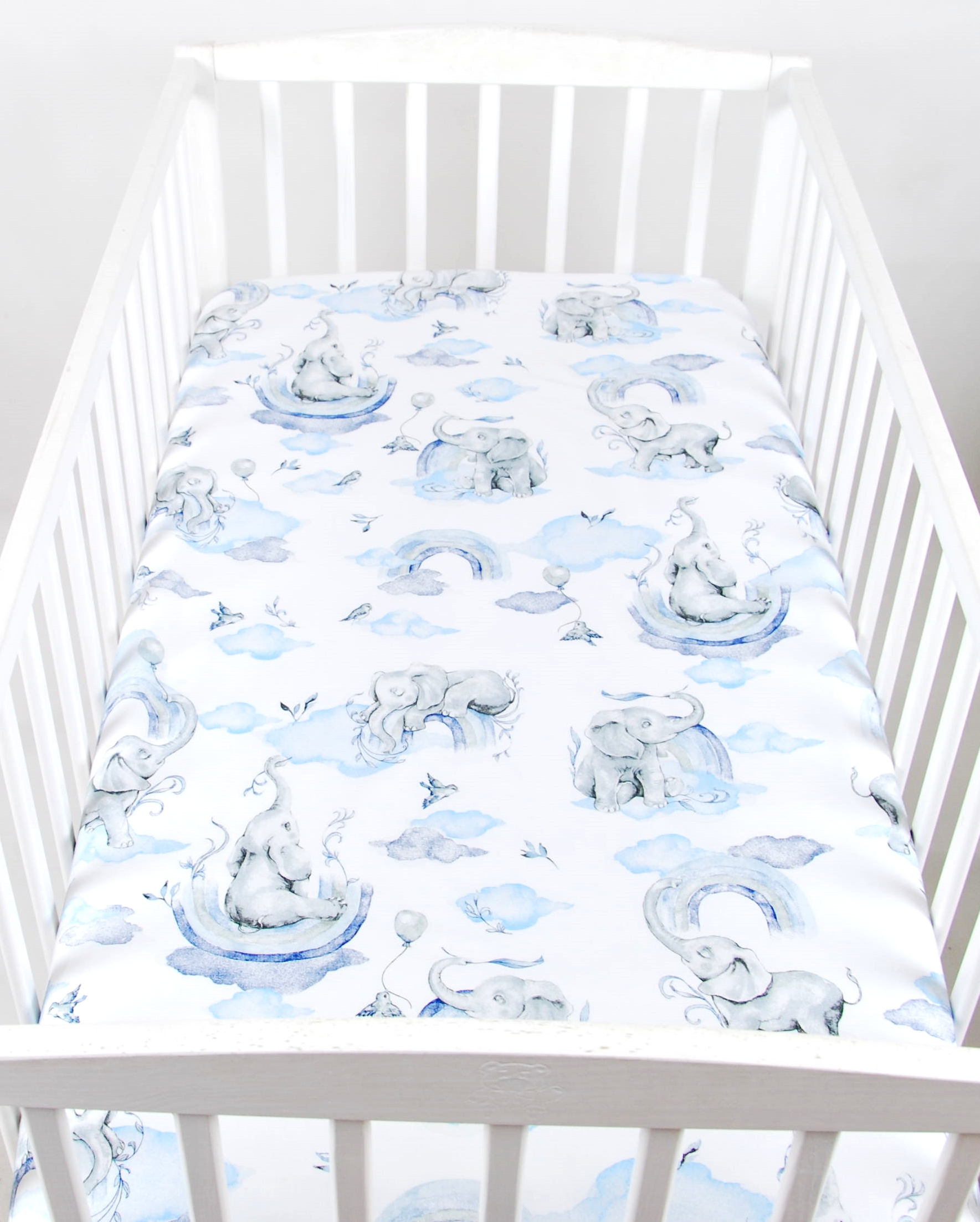 Levně BBL Dětské prostěradlo do postele bavlna - 120 x 60 cm - slon pastelová modrá