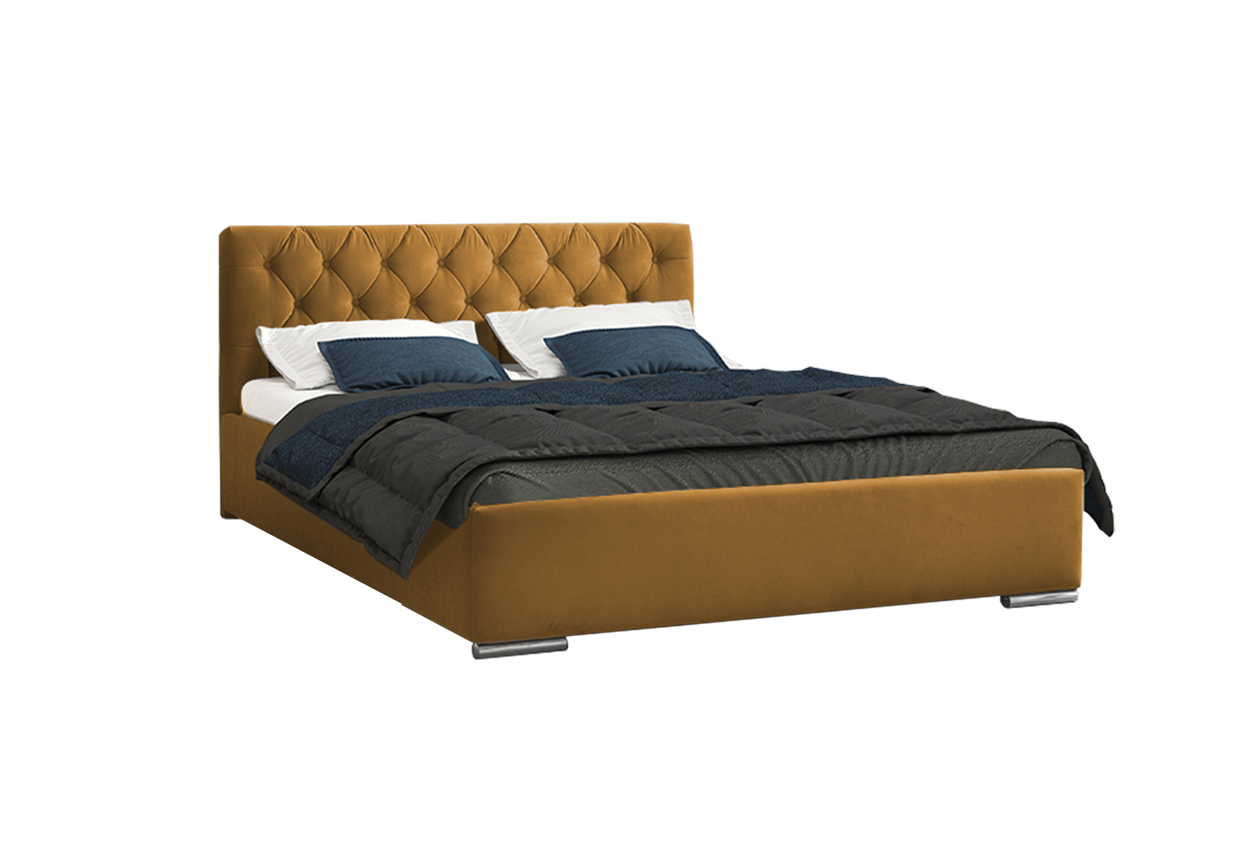 Levně Eka Čalouněná postel ELEGANT - Fresh 90x200 cm Barva látky - Fresh: Hořčicová (37), Úložný prostor: S dřevěným rámem úložného prostoru
