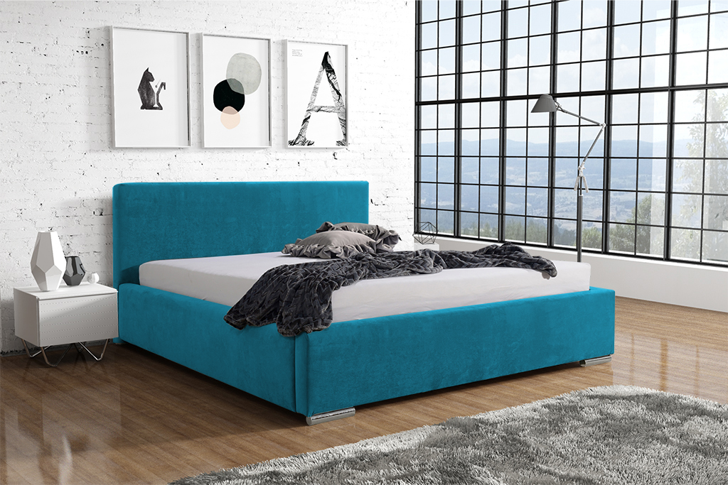 Levně Eka Čalouněná postel Shadow - Kronos 120x200 cm Barva látky: Azurová (13), Úložný prostor: S dřevěným rámem úložného prostoru