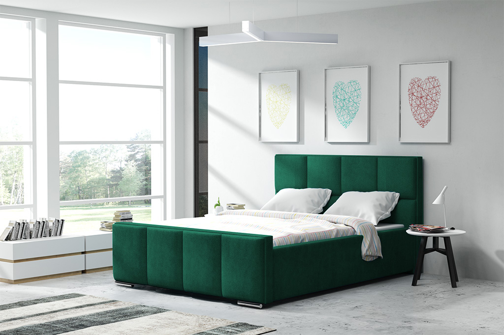 Levně Eka Čalouněná postel Passion - Kronos 140x200 cm Barva látky: Smaragdová (19), Úložný prostor: S dřevěným rámem úložného prostoru