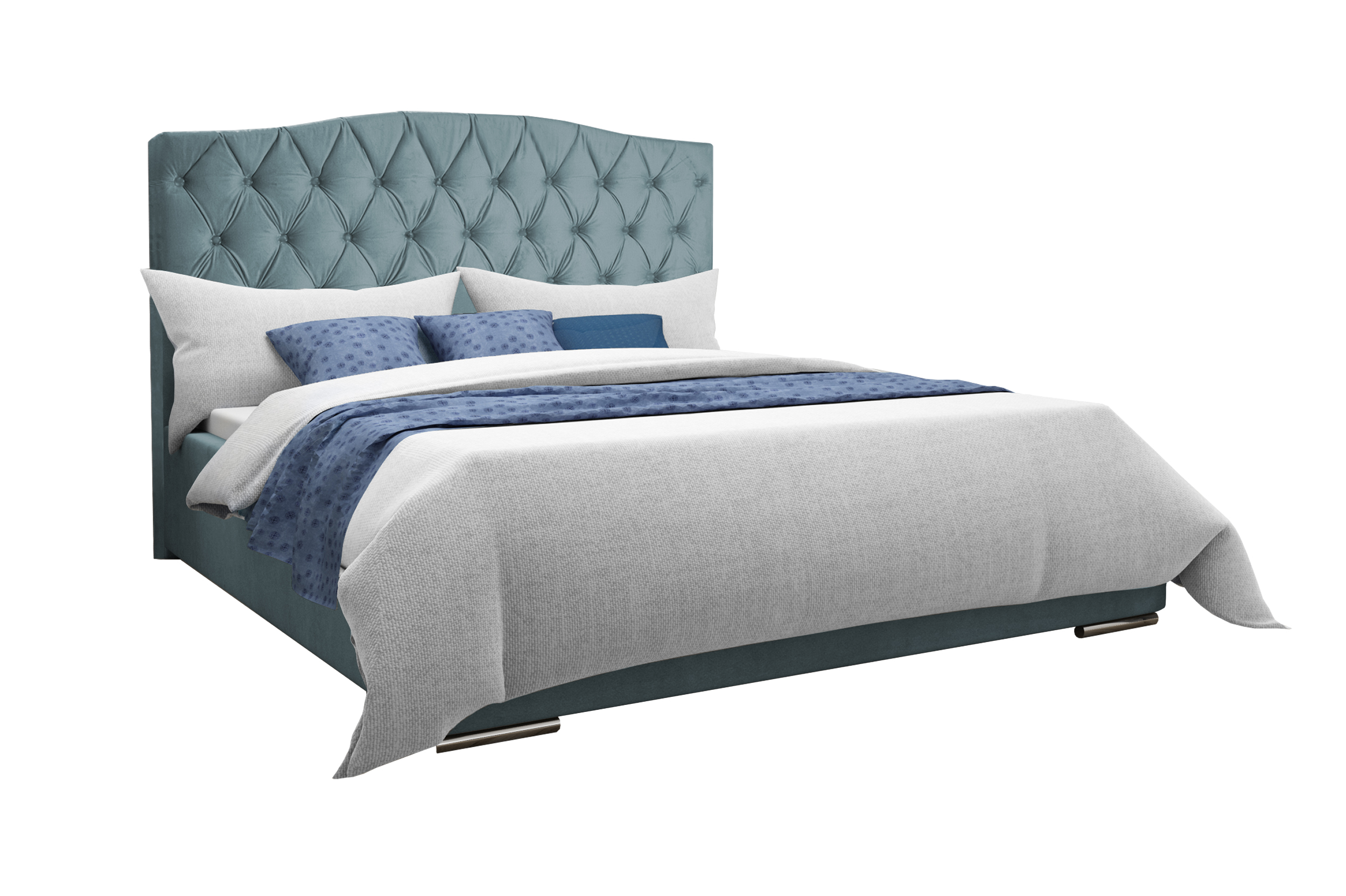 Levně Eka Čalouněná postel Valentyn - Fresh 160x200 cm Barva látky - Fresh: Nebeská modrá (33), Úložný prostor: S dřevěným rámem úložného prostoru