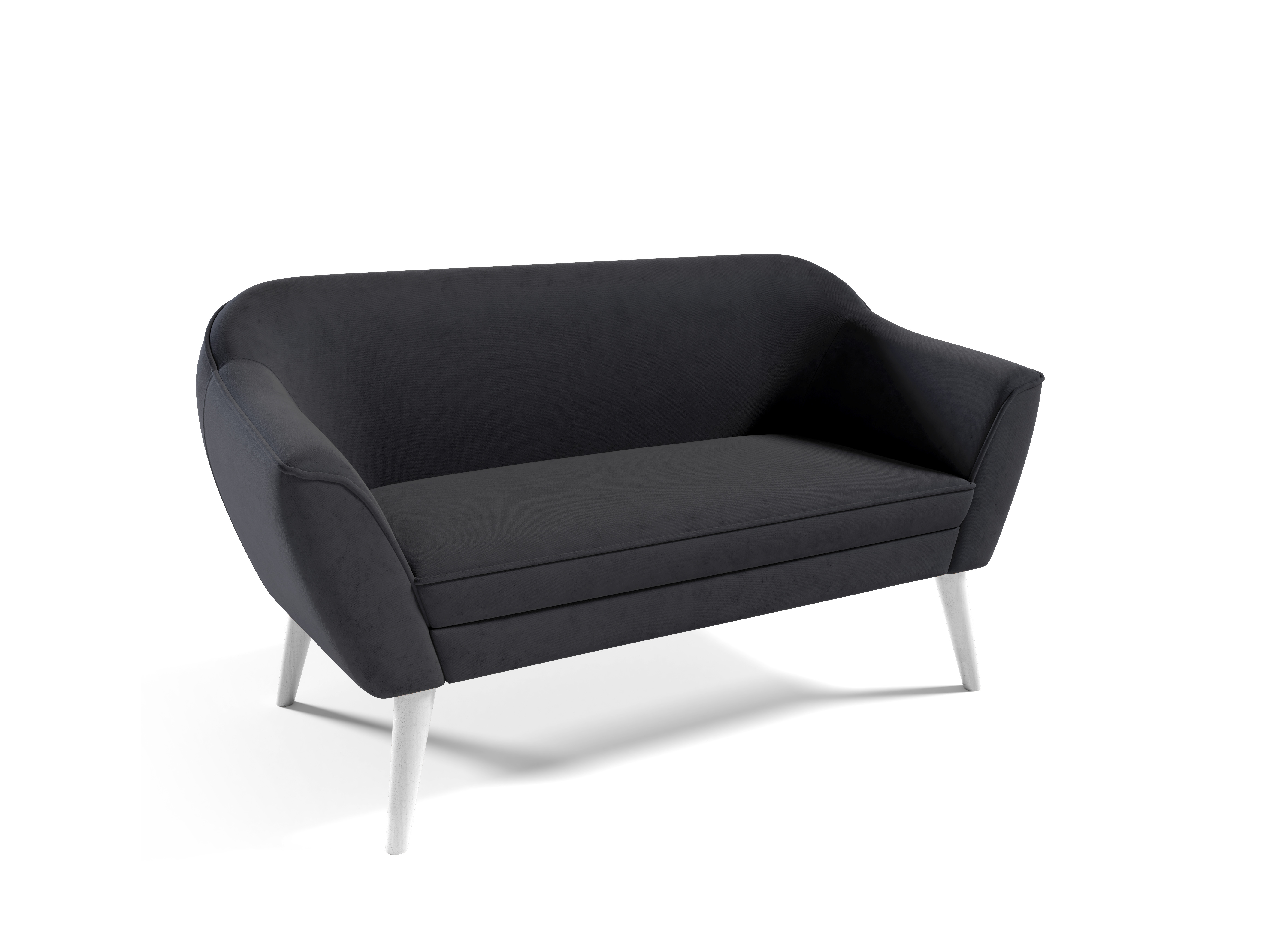 Eka Pohovka FLIX, 150 cm Látka Velutto: Velutto 19 - Antracitová, Výběr nohou: Bílé