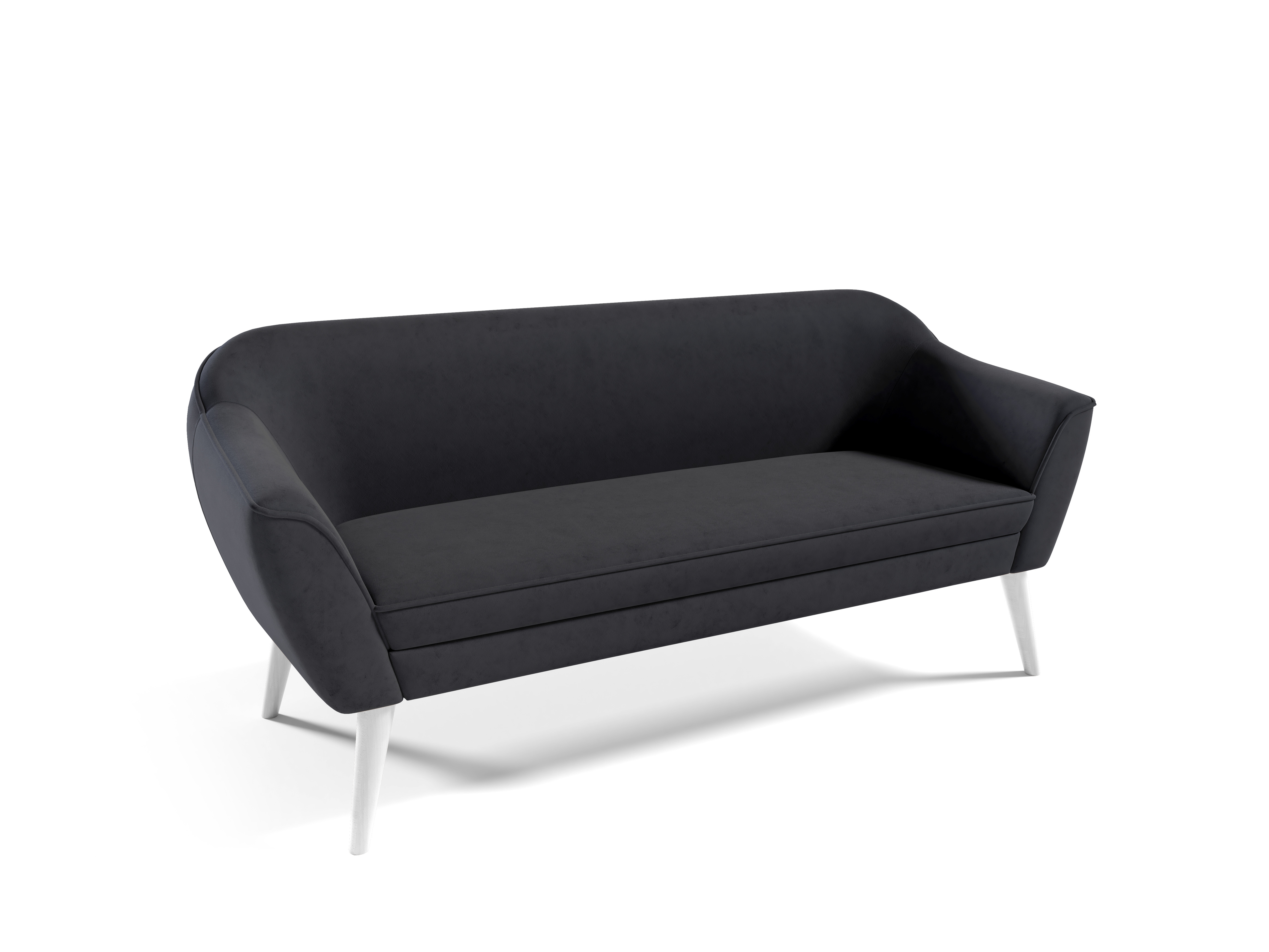 Eka Pohovka FLIX, 185 cm Látka Velutto: Velutto 19 - Antracitová, Výběr nohou: Bílé