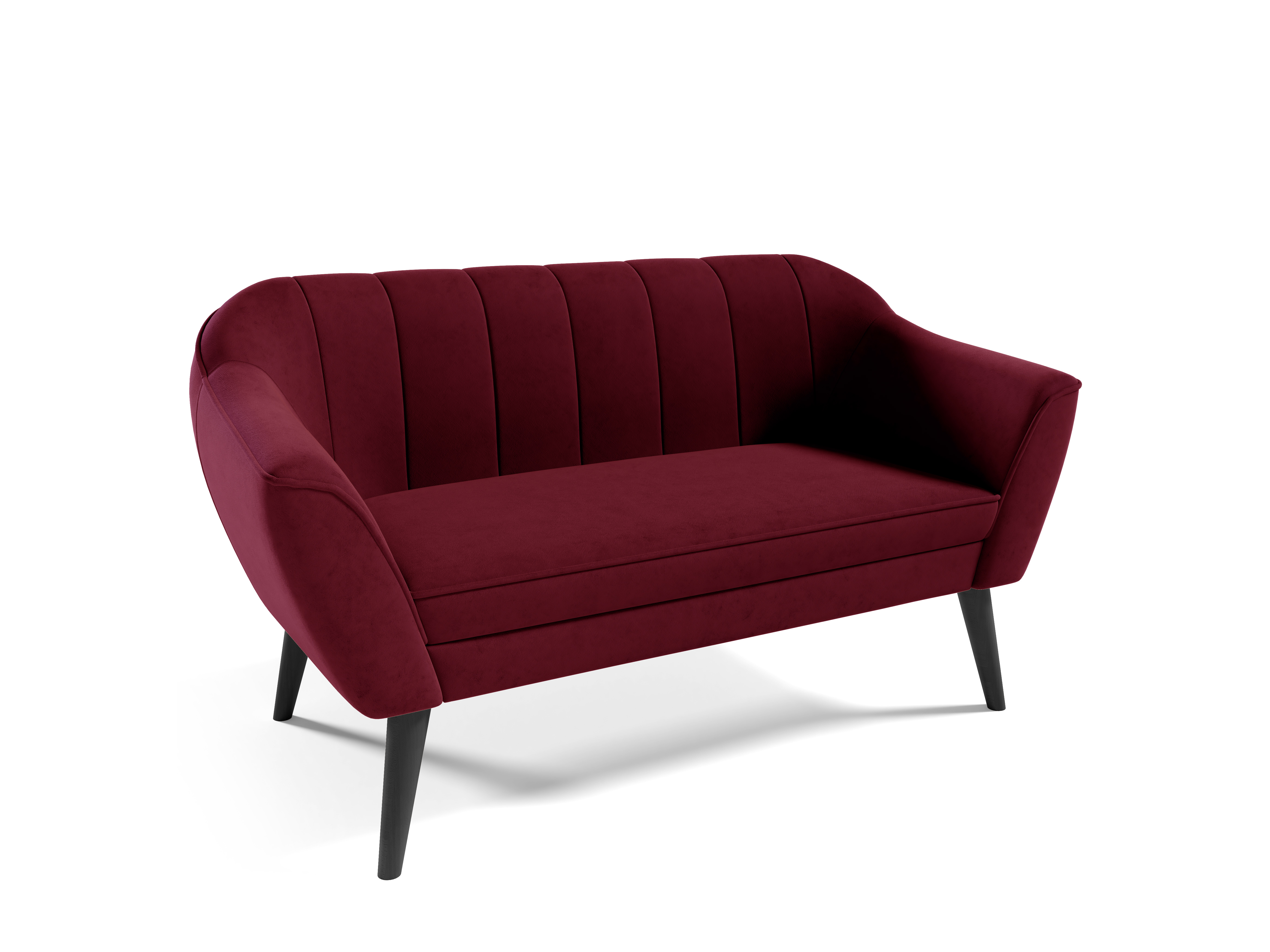 Eka Pohovka dvoumístná VOJO, 150 cm Látka Velutto: Velutto 32 - Vínová, Výběr nohou: Černé