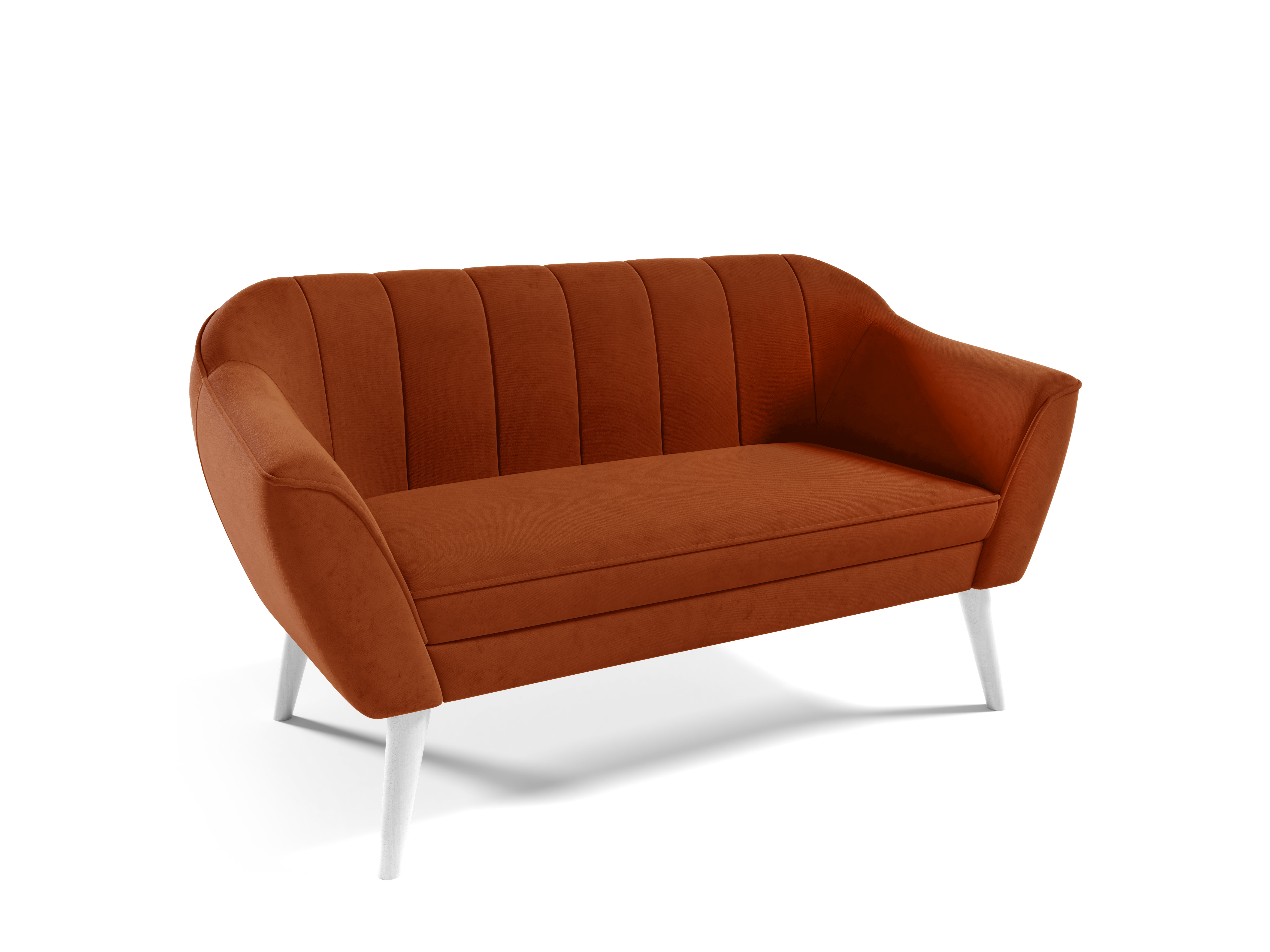 Eka Pohovka dvoumístná VOJO, 150 cm Látka Velutto: Velutto 33 - Skořicová, Výběr nohou: Bílé