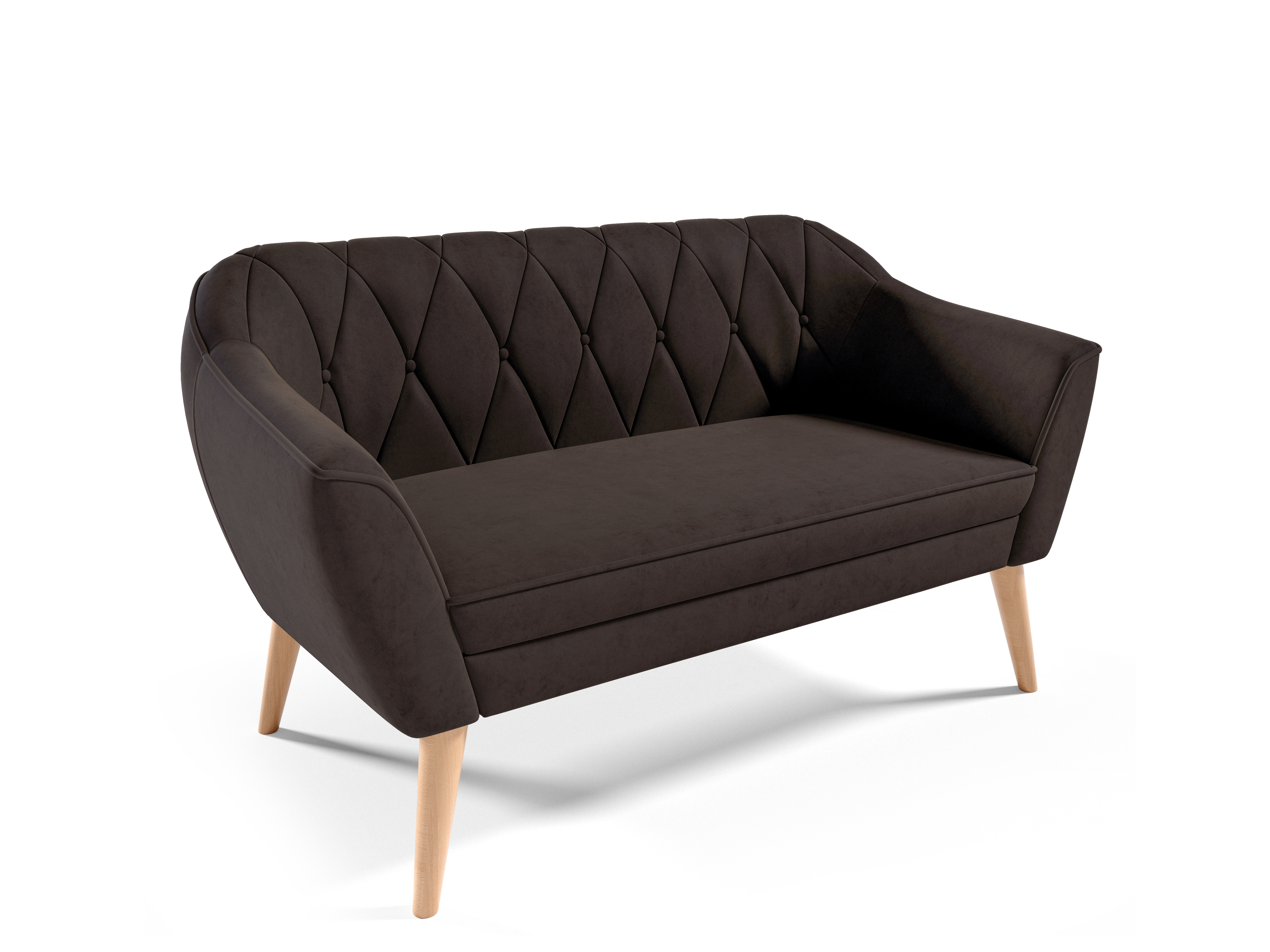 Eka Pohovka KARO, 140 cm Látka Velutto: Velutto 06 - Kávová, Výběr nohou: Přírodní