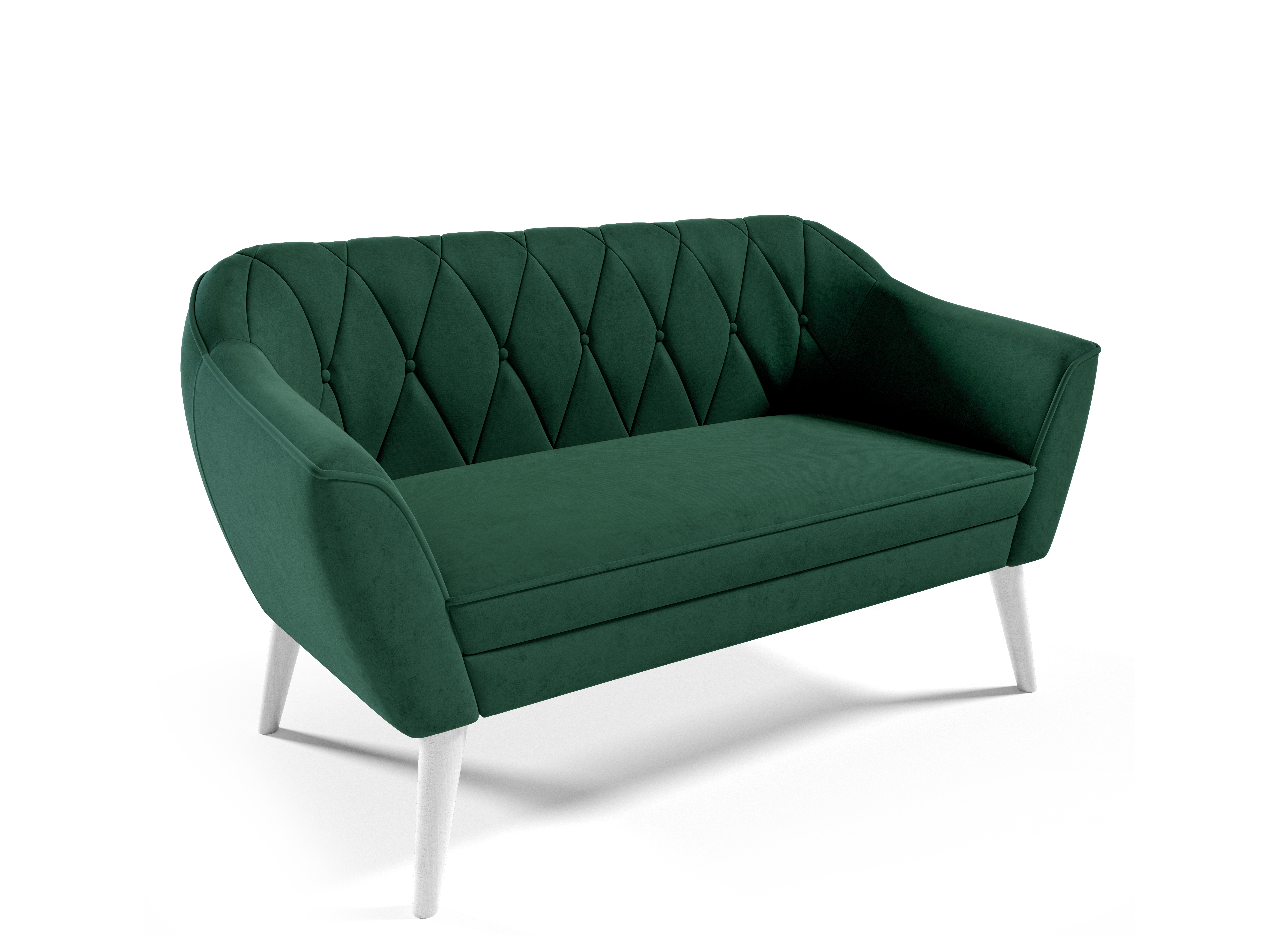 Eka Pohovka KARO, 140 cm Látka Velutto: Velutto 10 - Zelená, Výběr nohou: Bílé