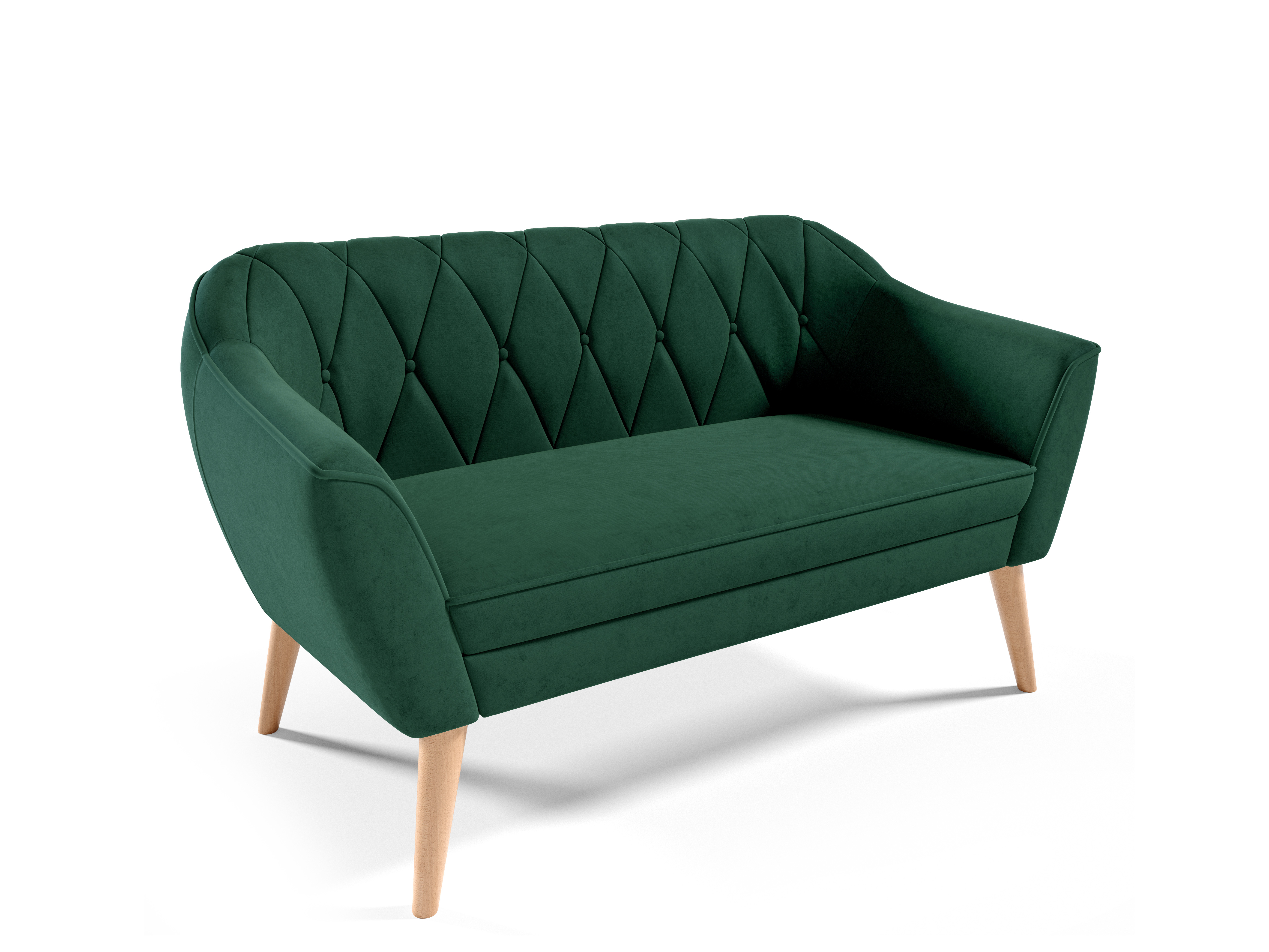 Eka Pohovka KARO, 140 cm Látka Velutto: Velutto 10 - Zelená, Výběr nohou: Přírodní