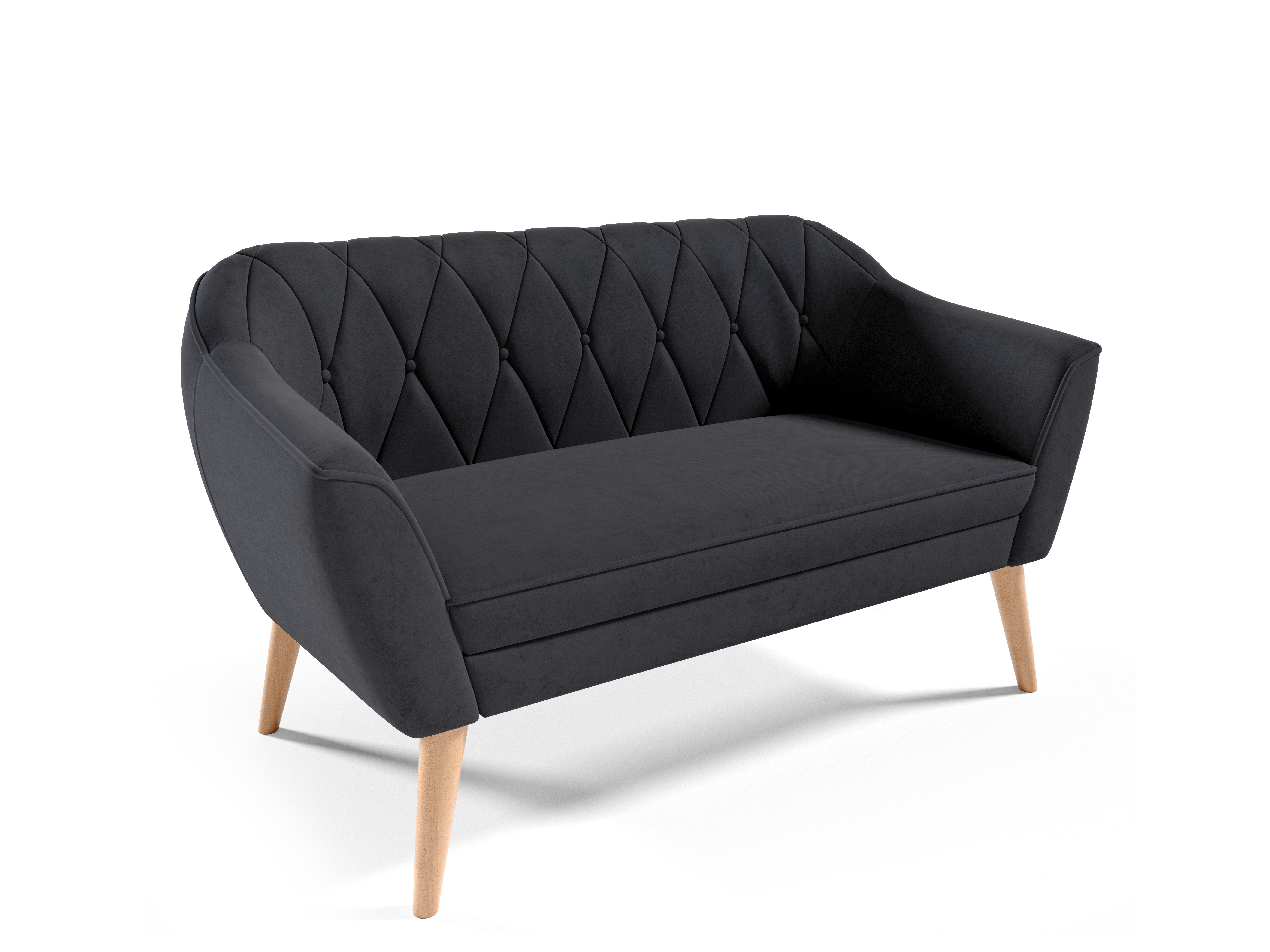 Eka Pohovka KARO, 140 cm Látka Velutto: Velutto 19 - Antracitová, Výběr nohou: Přírodní