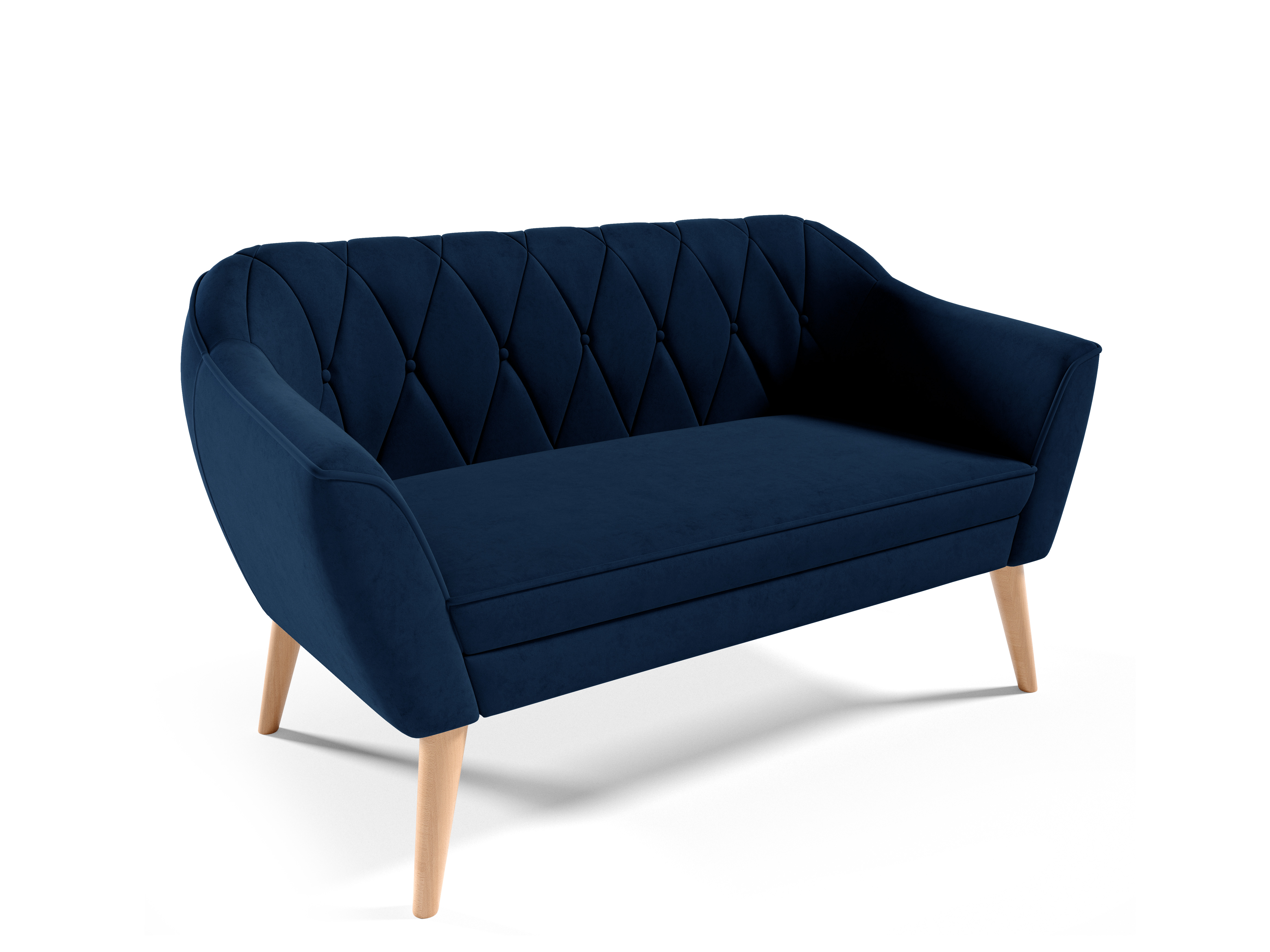 Eka Pohovka KARO, 140 cm Látka Velutto: Velutto 25 - Námořnická modř, Výběr nohou: Přírodní