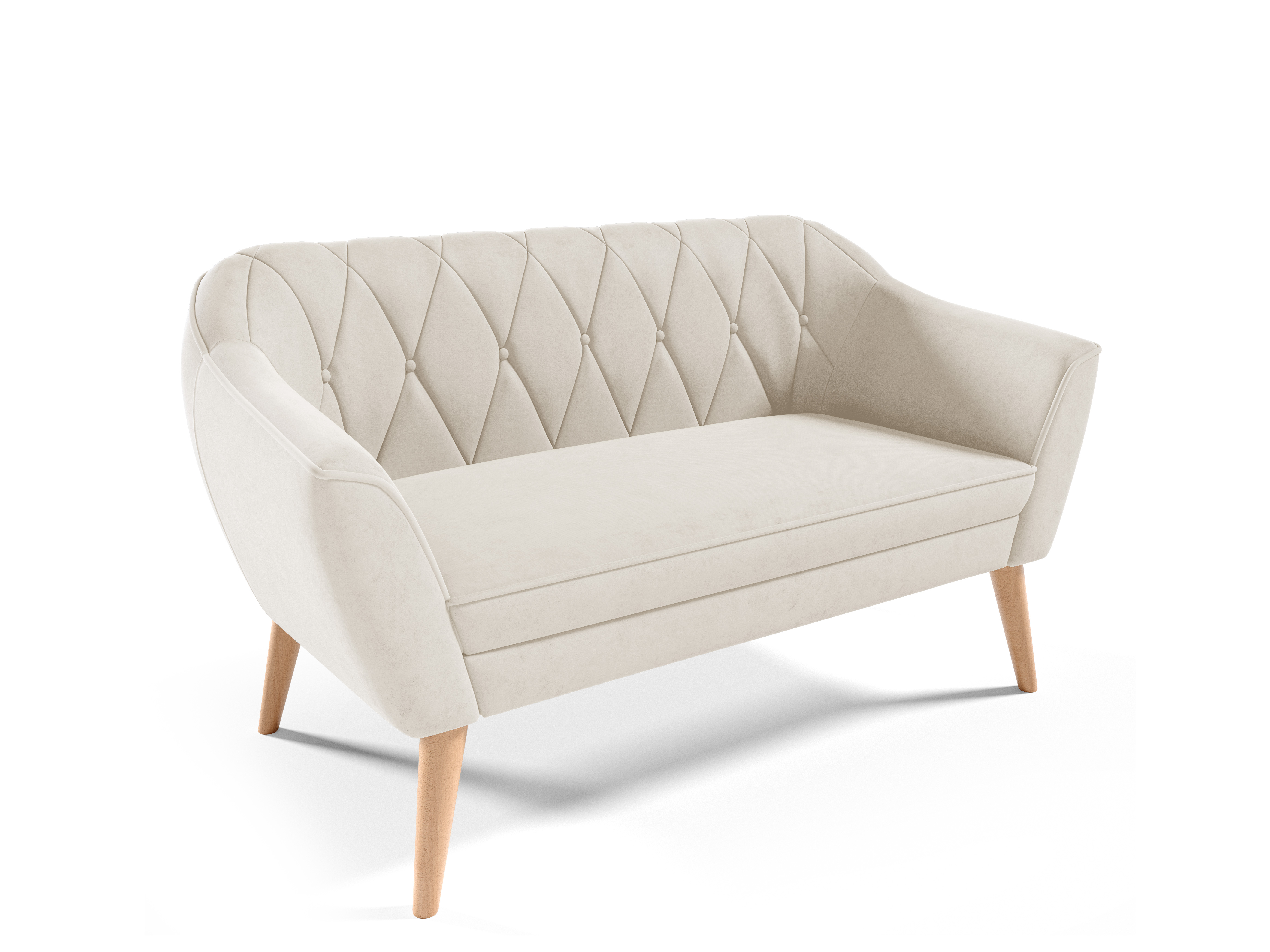 Eka Pohovka KARO, 140 cm Látka Velutto: Velutto 01 - Krémová, Výběr nohou: Přírodní