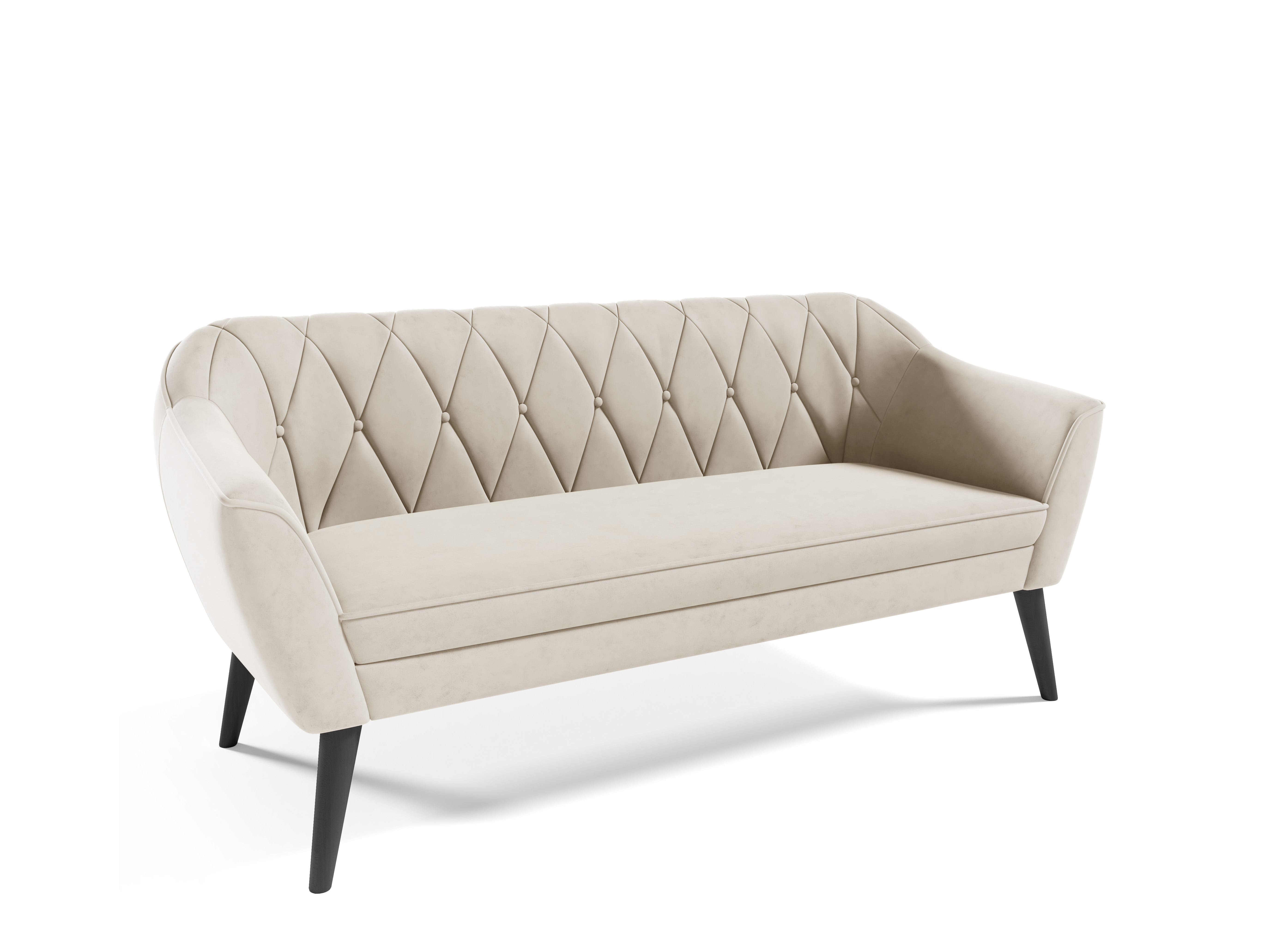 Eka Pohovka KARO, 180 cm Látka Velutto: Velutto 01 - Krémová, Výběr nohou: Černé