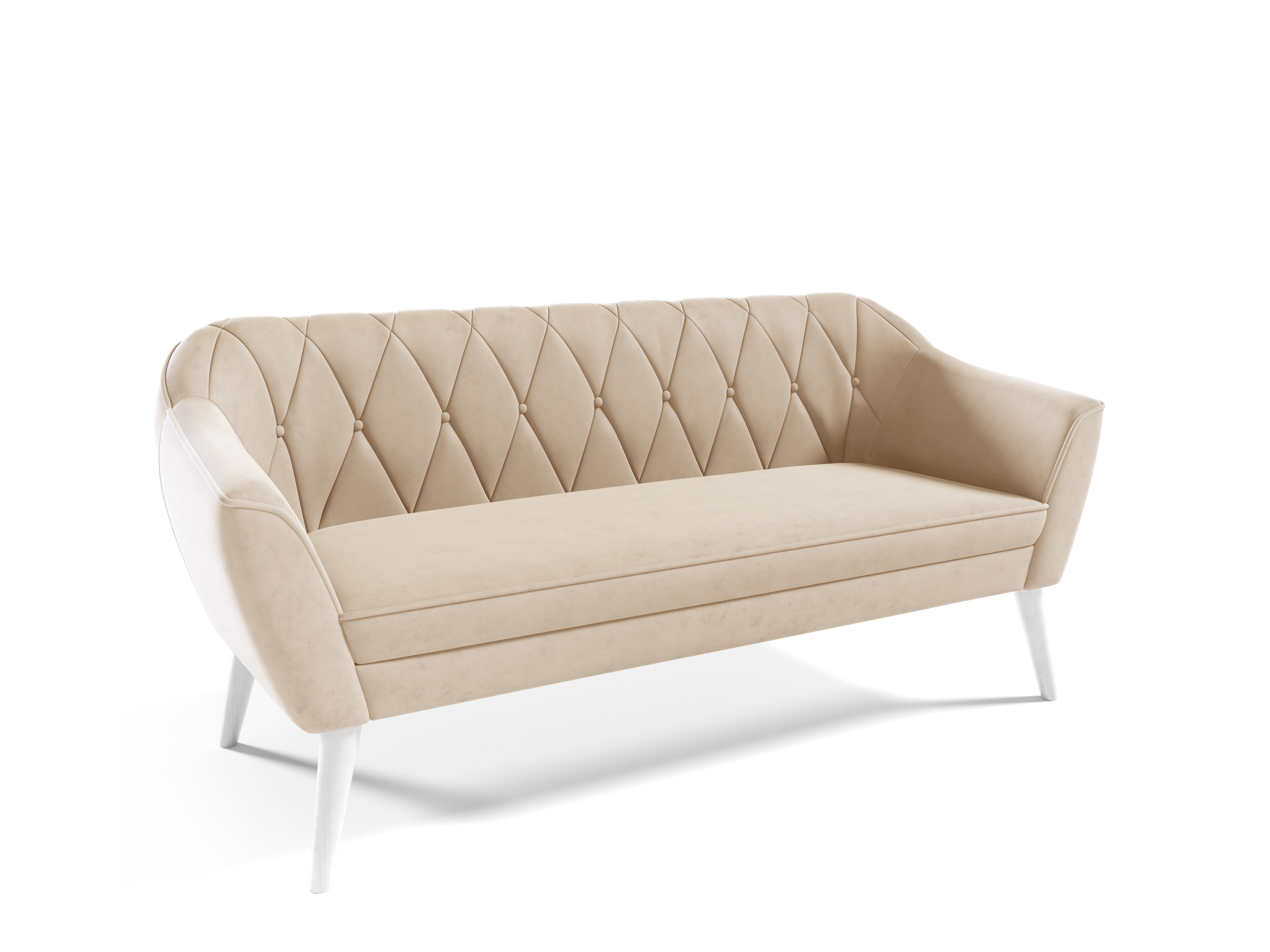 Eka Pohovka KARO, 180 cm Látka Velutto: Velutto 02 - Béžová, Výběr nohou: Bílé