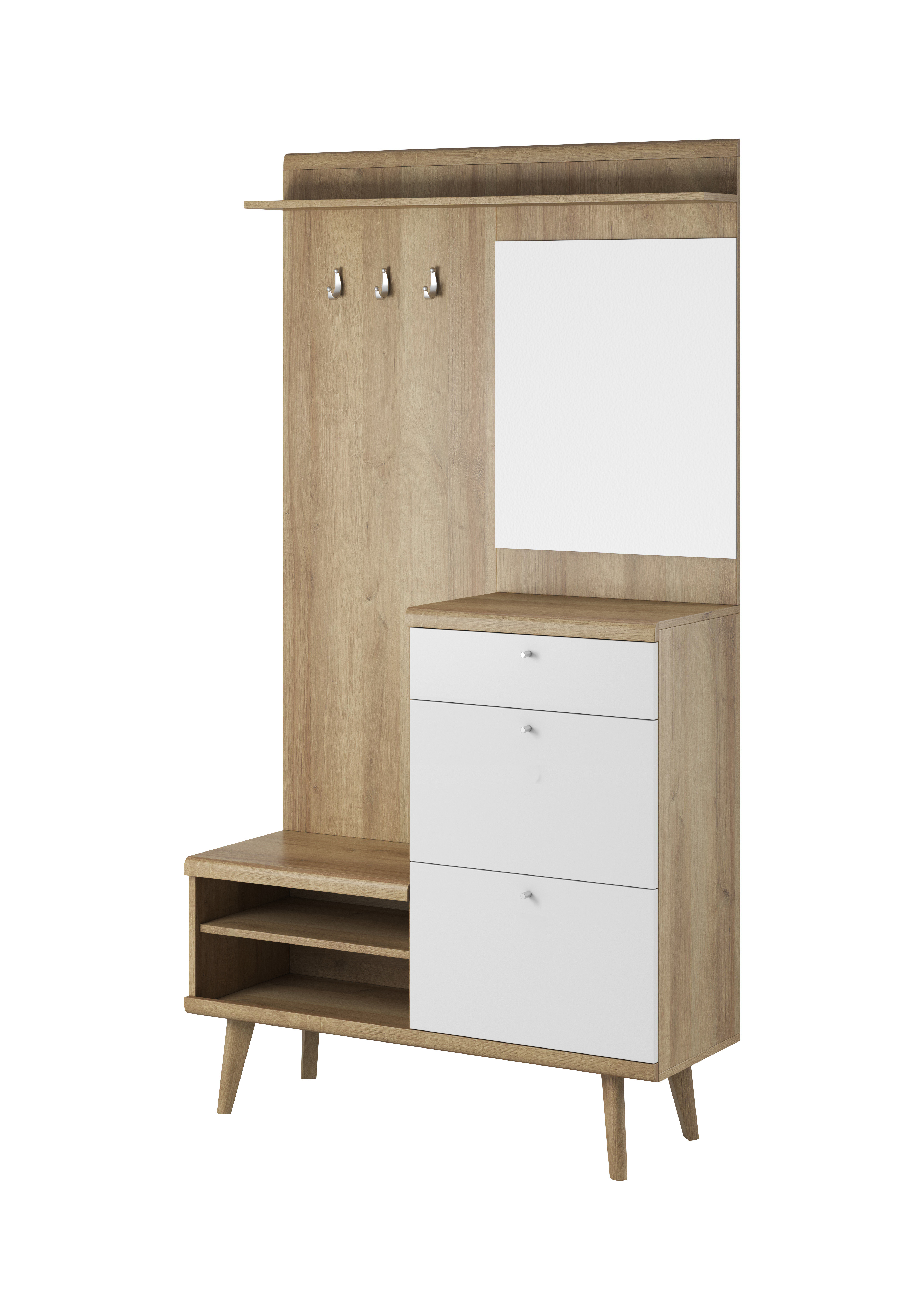 PSK Předsíňová stěna PORO, Dub Riviera/Bílá 110 cm