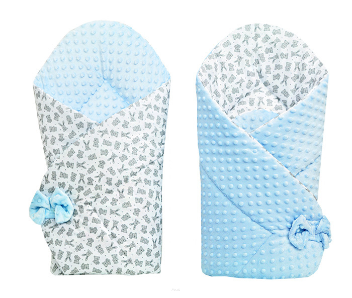 Ar-s Oboustranna rychlozavinovačka bavlna / minky - modrá s králíčky - 80 x 80 cm