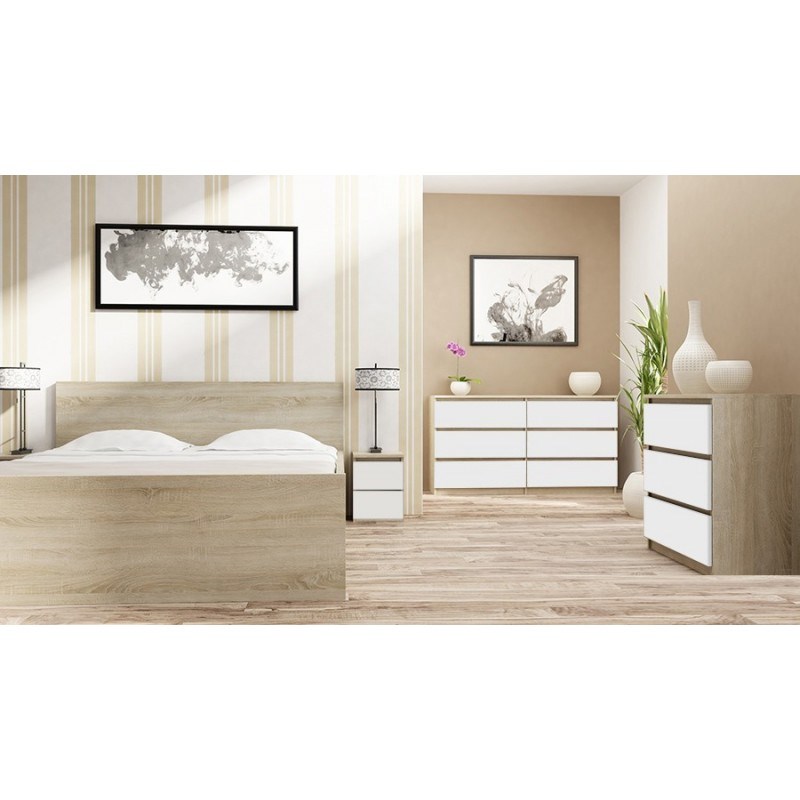 TPS Noční stolek MALVA M2 - Dub sonoma / Bílá