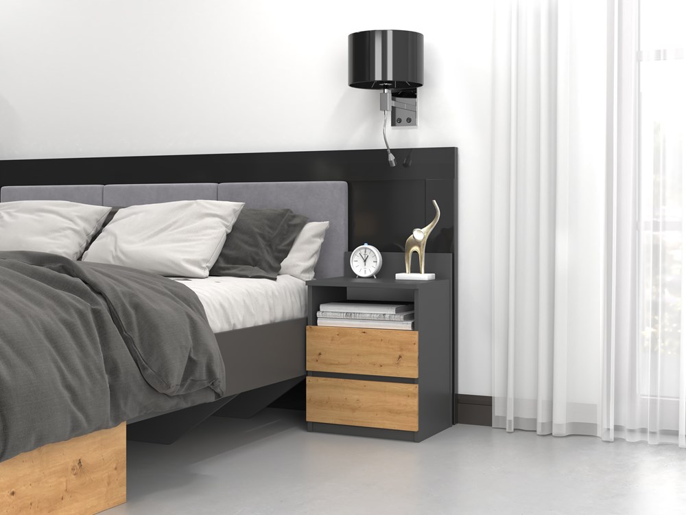 TPS Noční stolek MALVA M1 - Antracit / Dub artisan